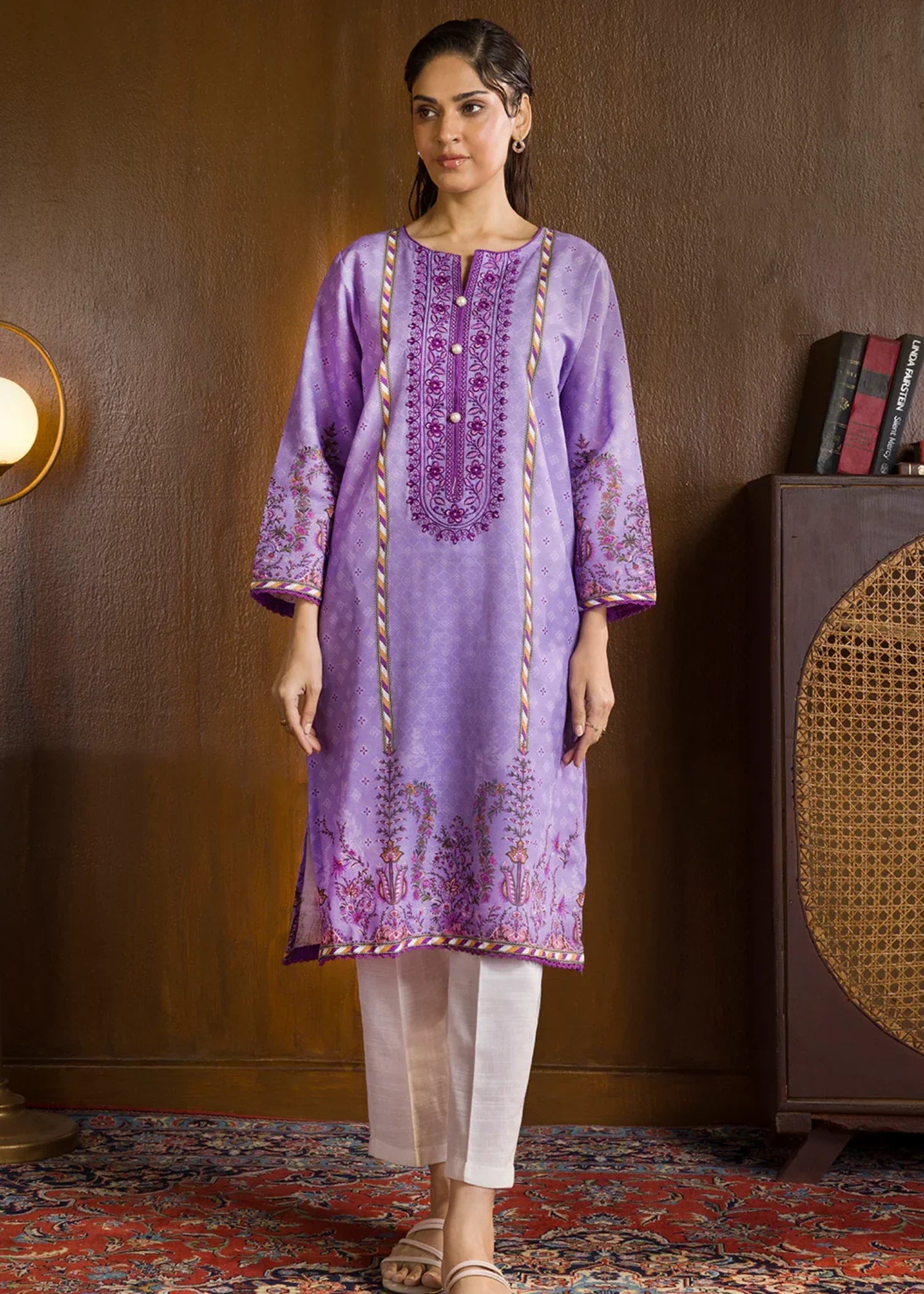 khaddar Kurti in Lilac