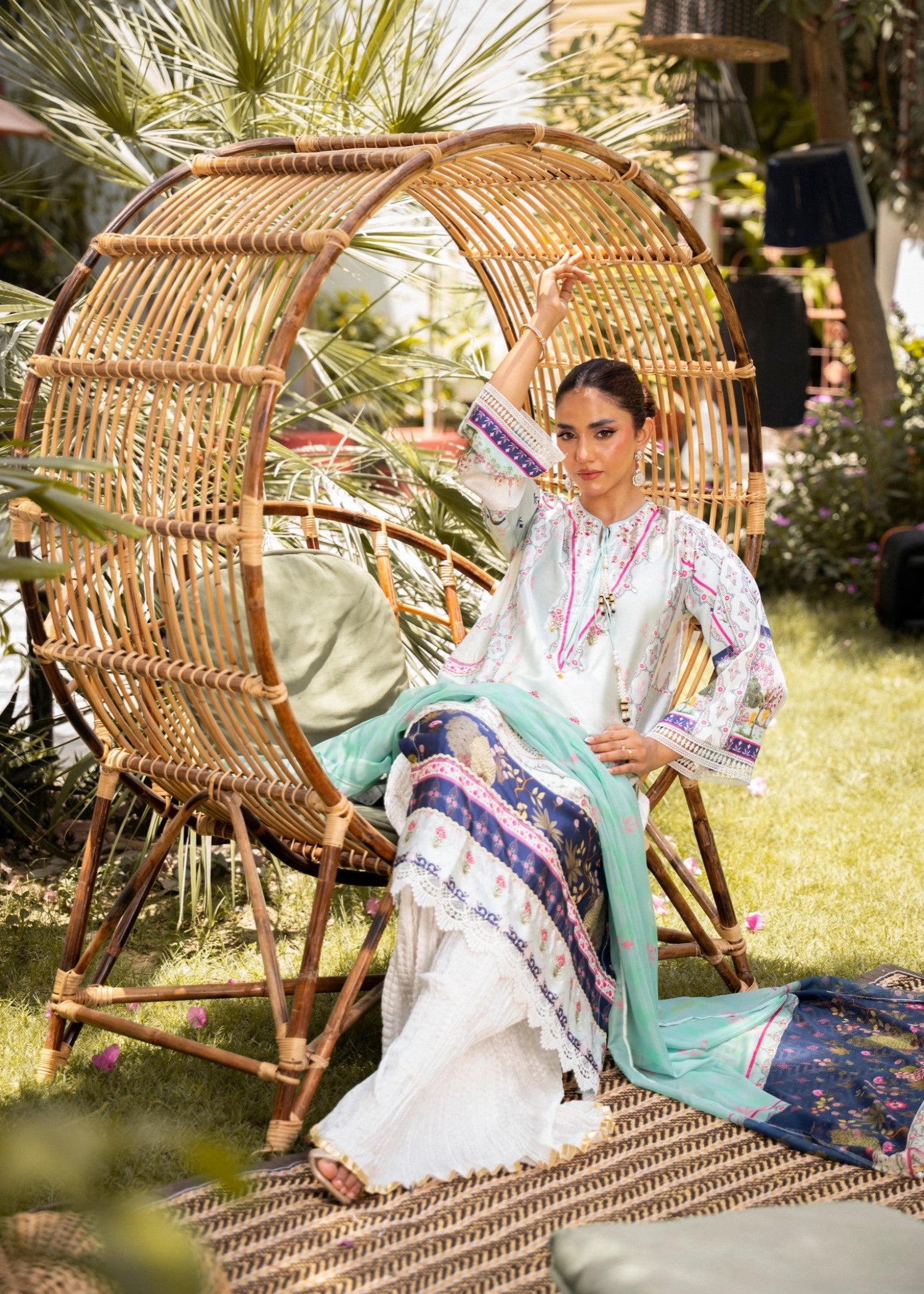 silk Sharara in Off-white