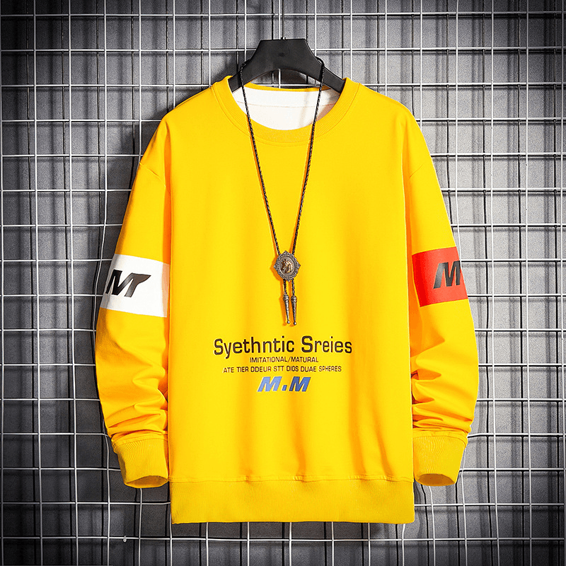 Autumn Loose Letter Printed Sweater Men'S Long Sleeved Sweater