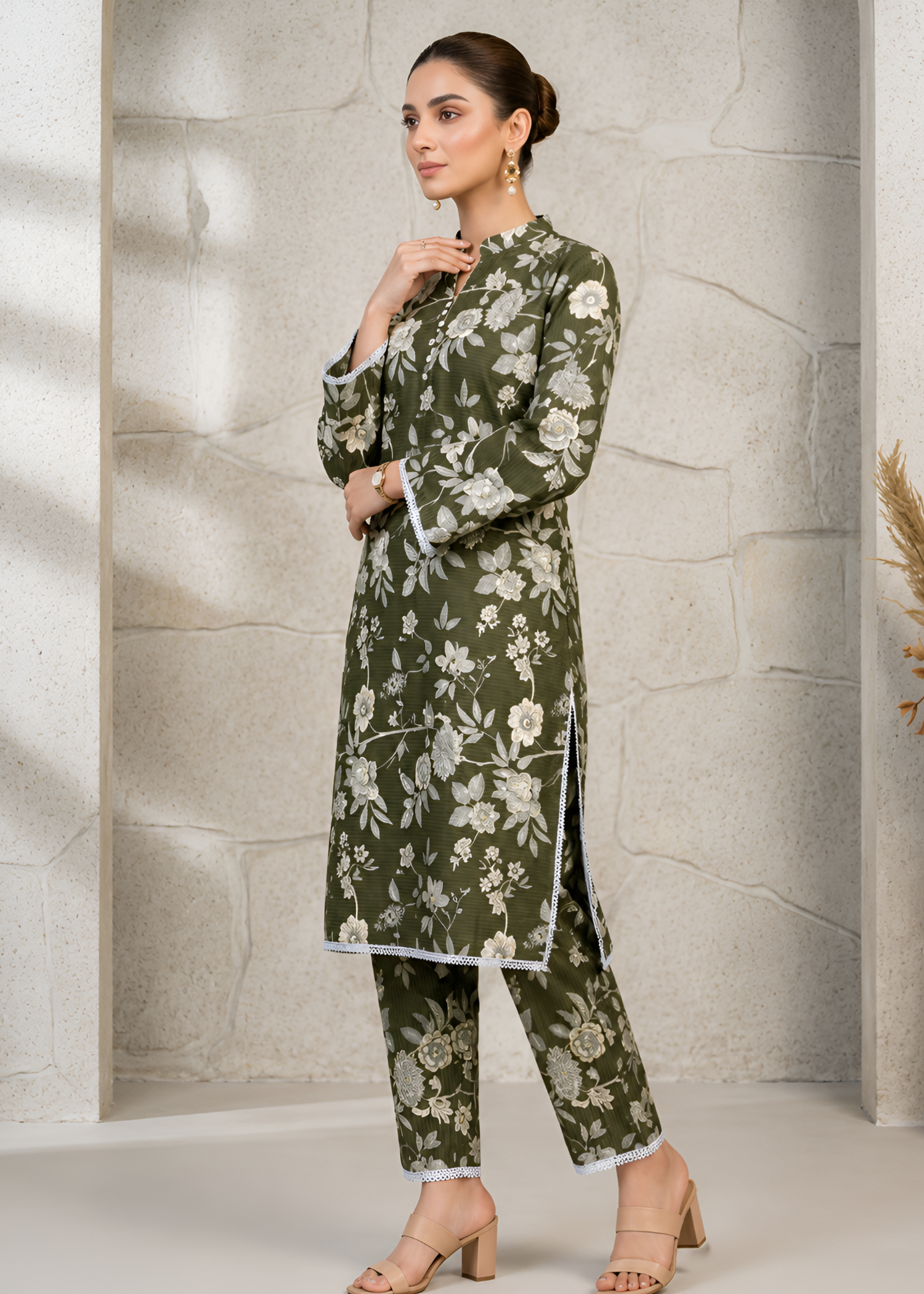 cotton Co Ord Sets in Olive green