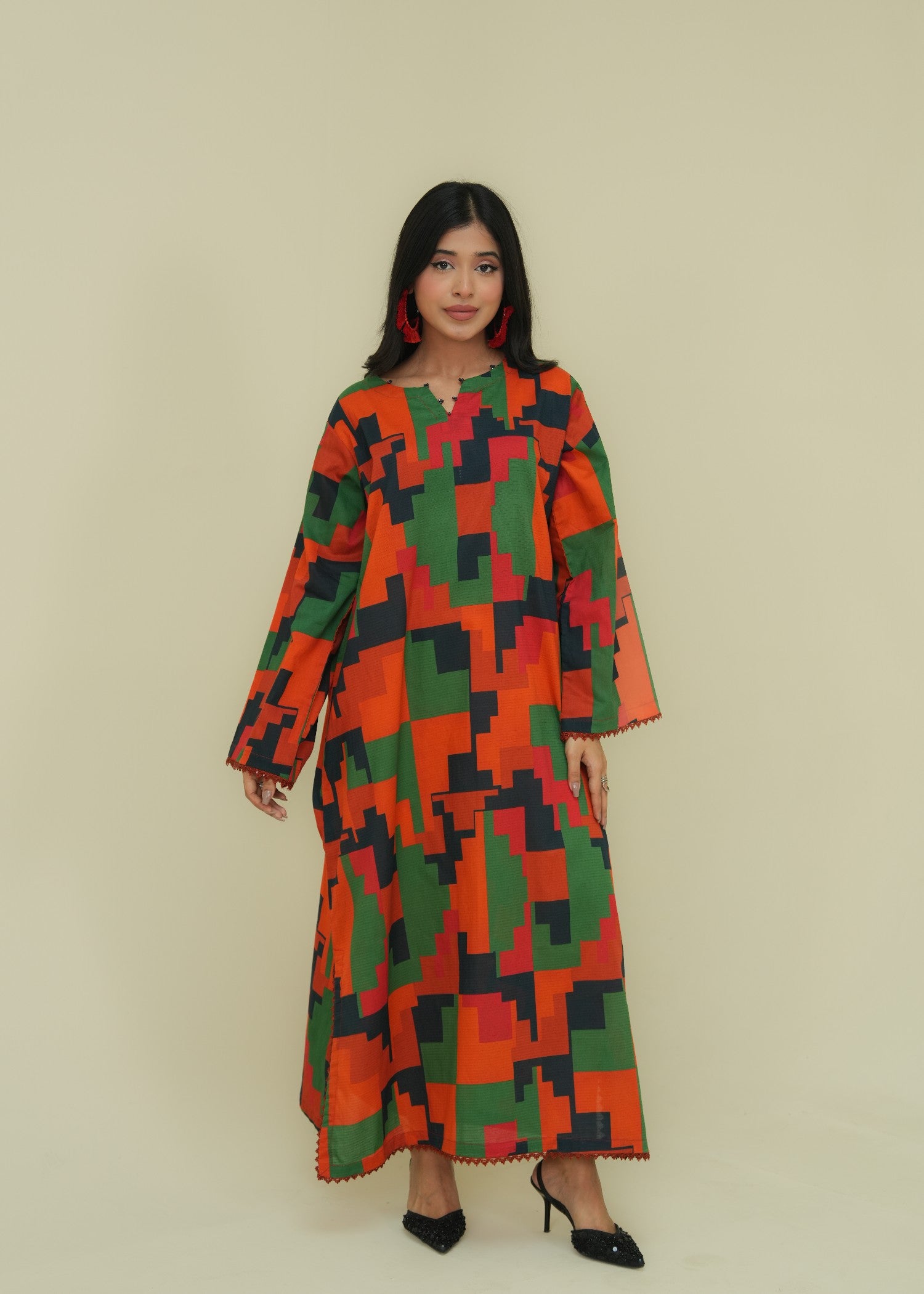 lawn Kaftan in Rust orange