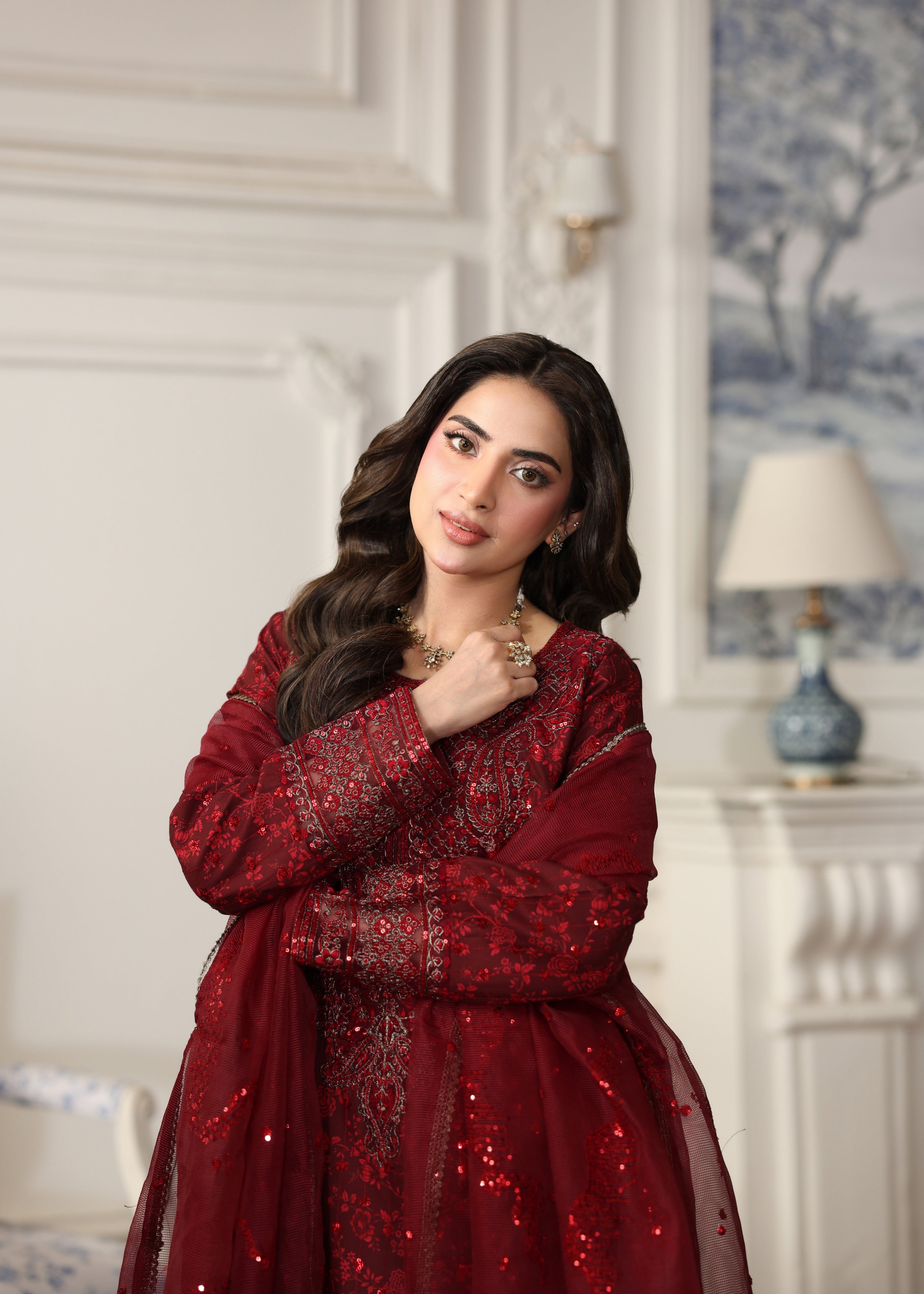 cotton Kurta Set in Blood red