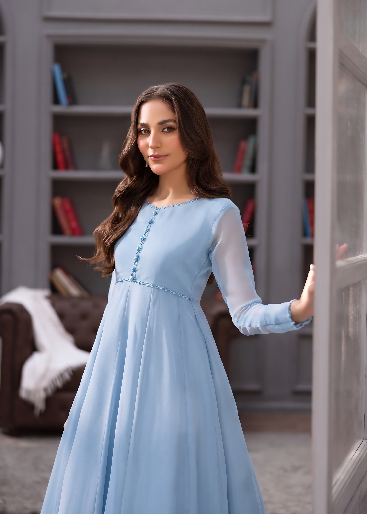 chiffon Maxi in Light blue