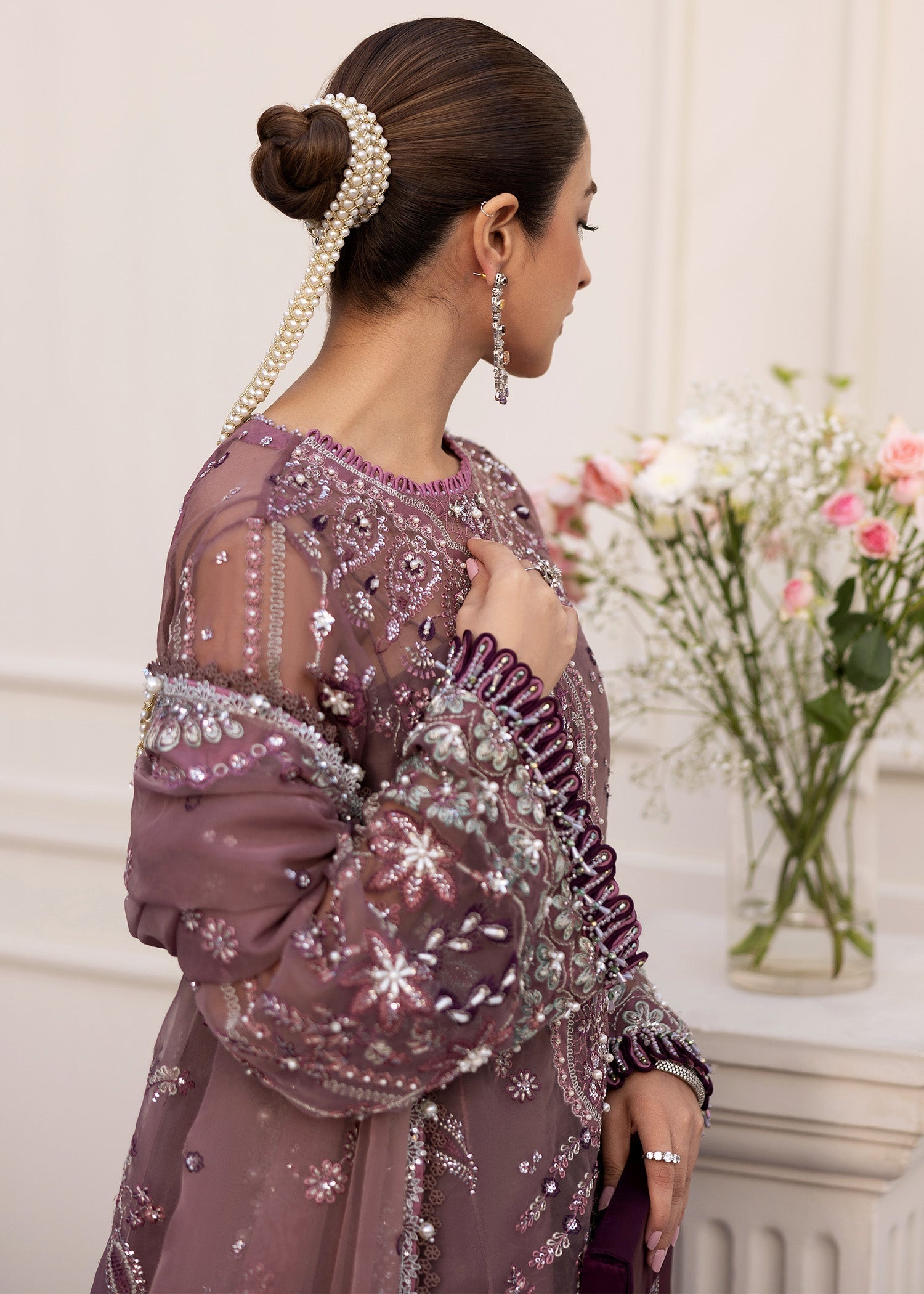 organza Unstitched in Purple, mauve