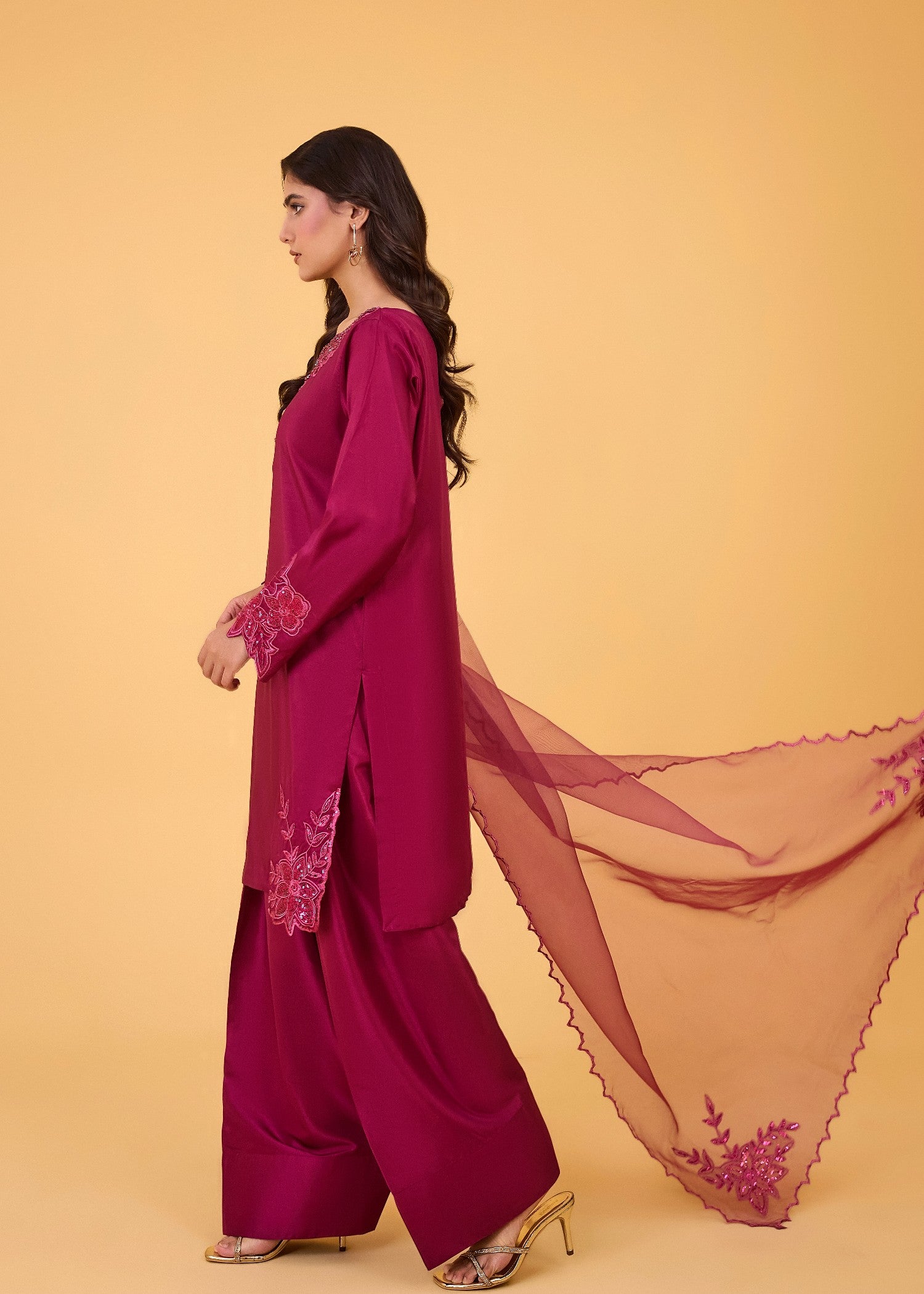 kattan silk Kurta Set in Lusty gallant