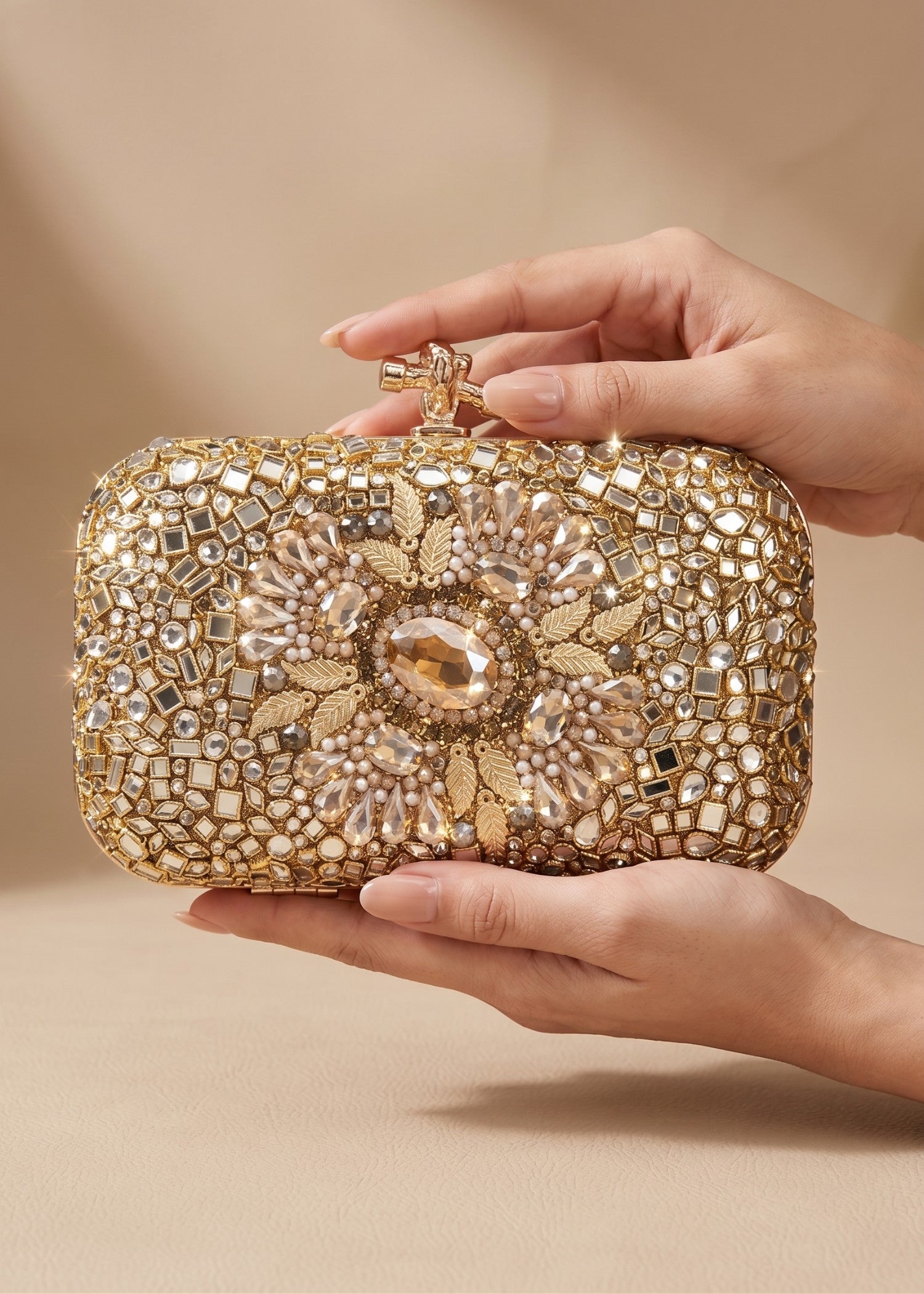 Clutch in Champagne Color by - Trendy Women Clutch QCW4146