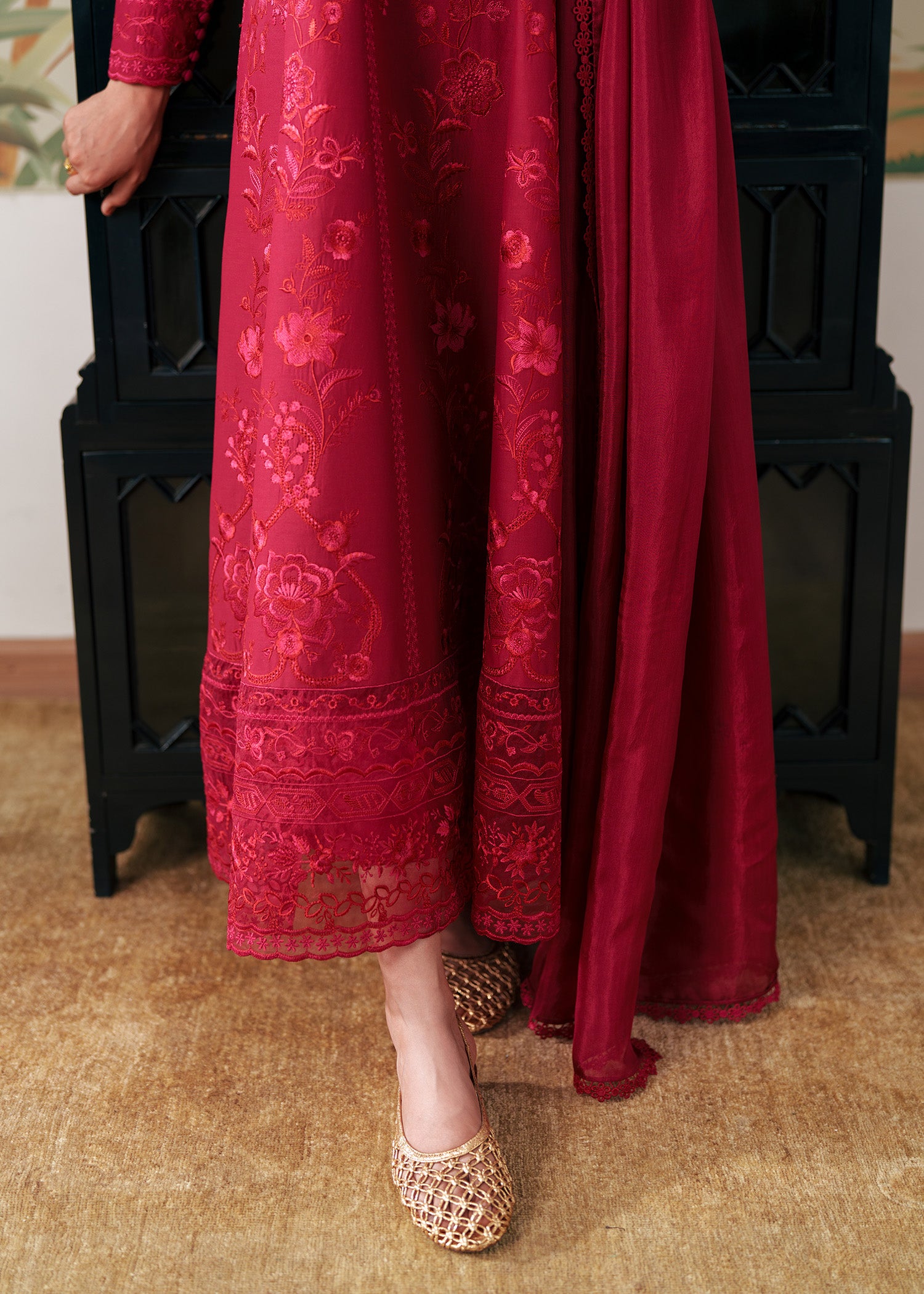 lawn Pishwas in Red