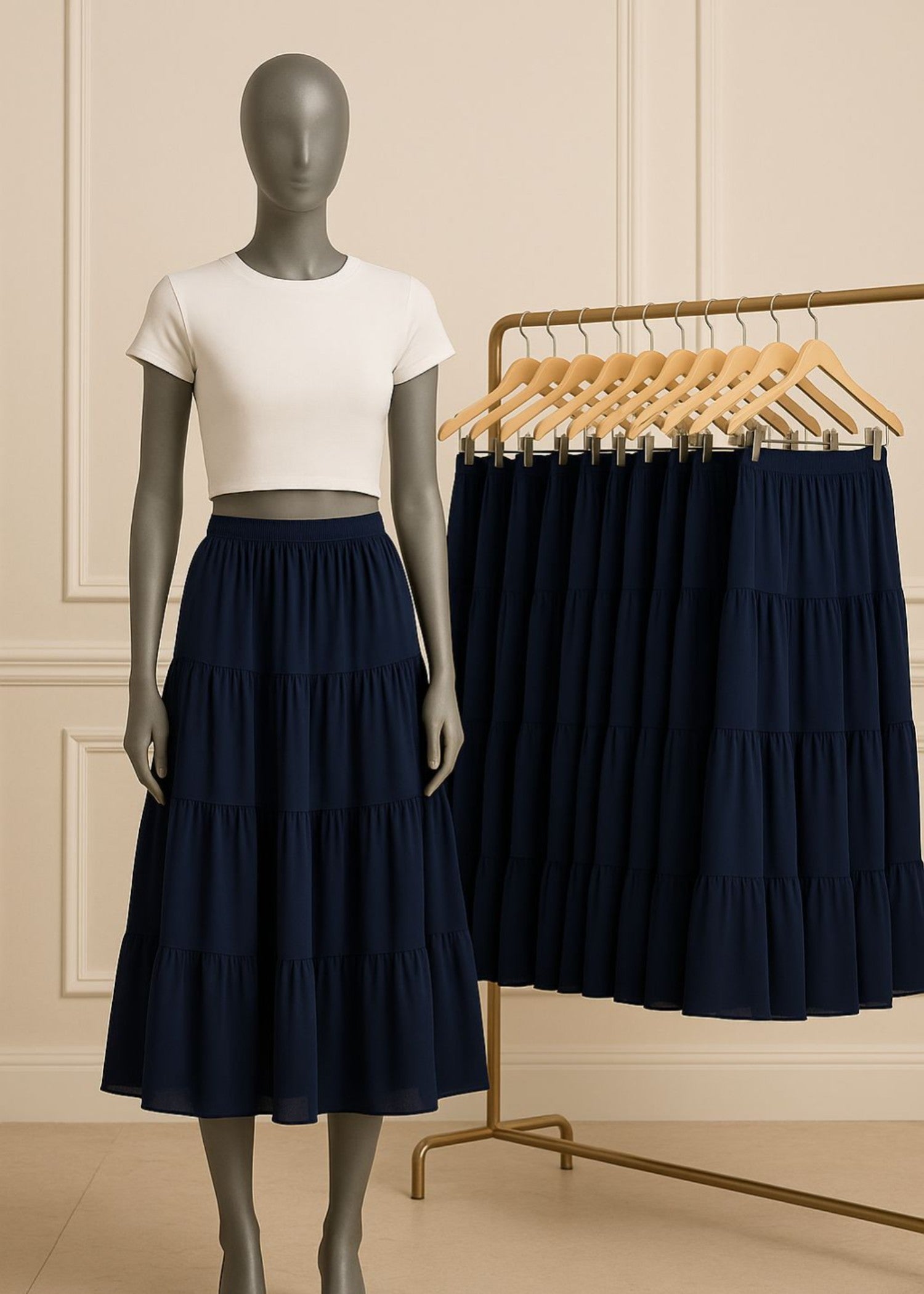 georgette Skirt in Navy blue