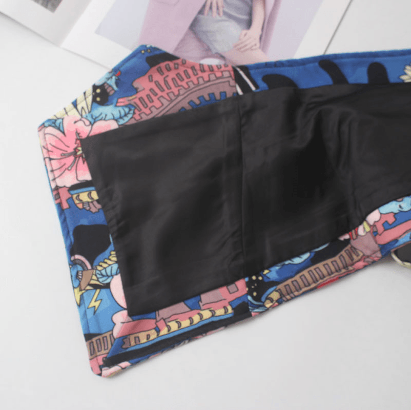 Painted Abstract Suit Material for Ladies with a Wide Waist Girdle