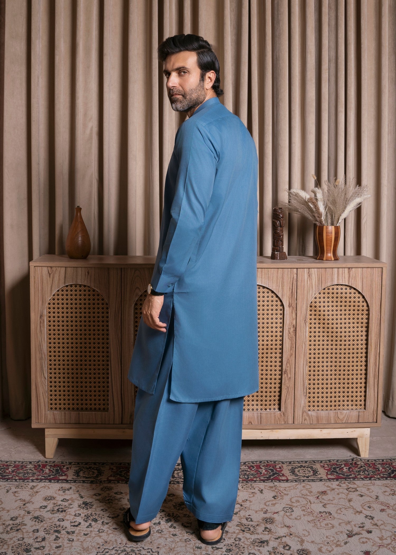 wash & wear Shalwar Kameez in Steal grey