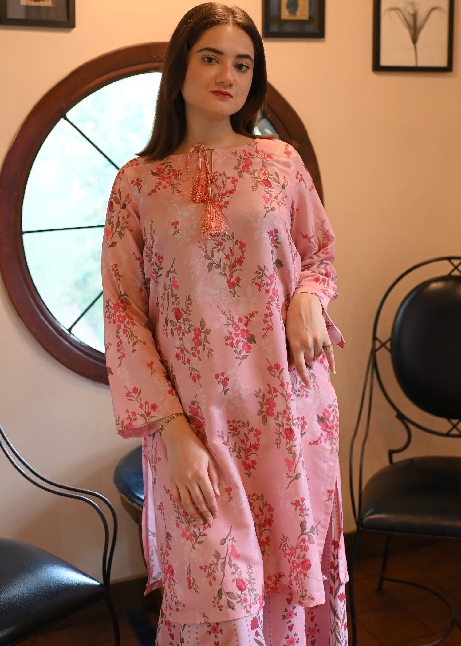 swiss lawn Sharara in Baby pink