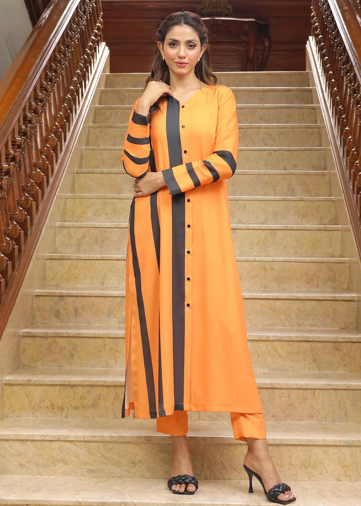 georgette Kurta Set in Orange