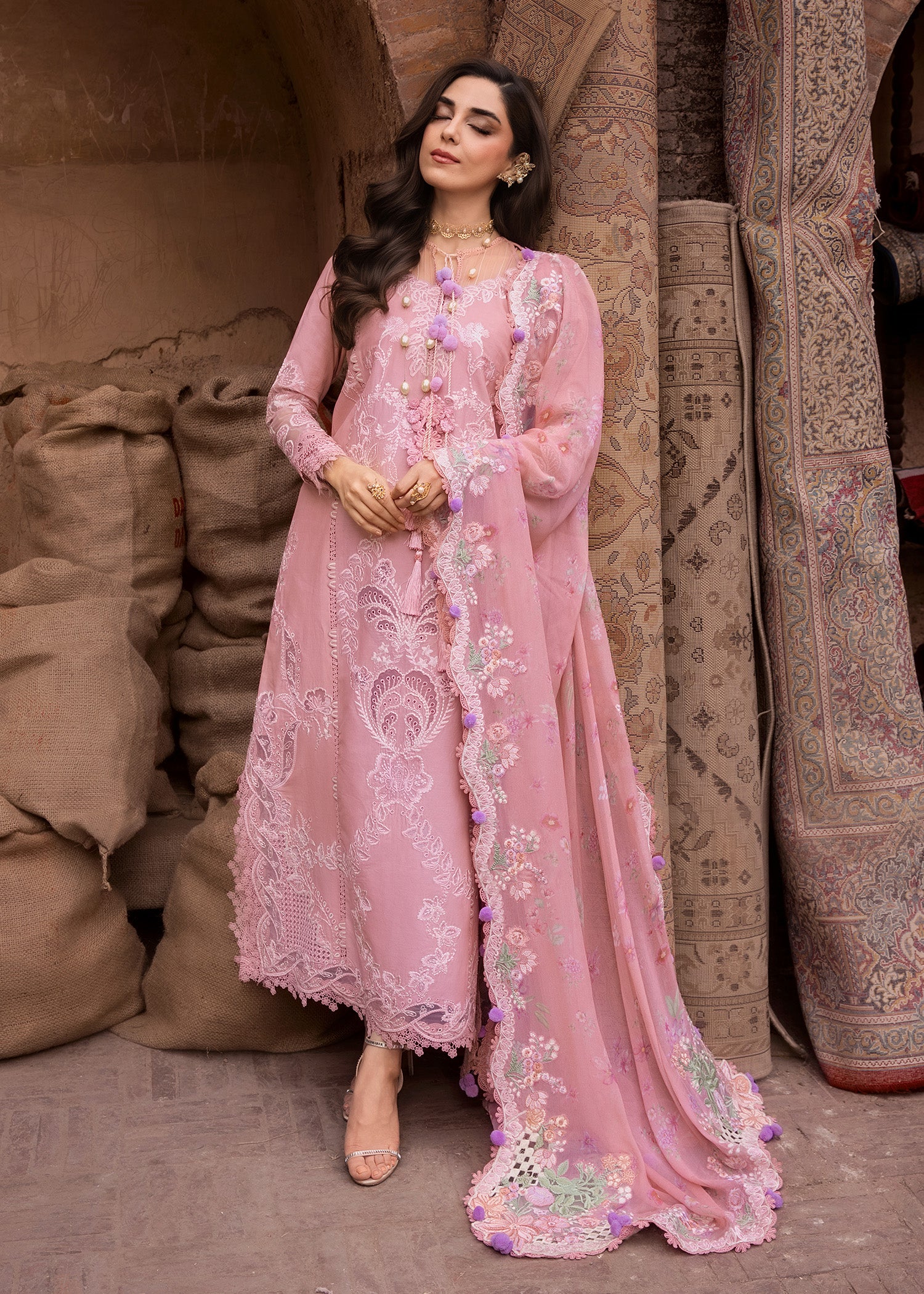 lawn Unstitched in Blush pink