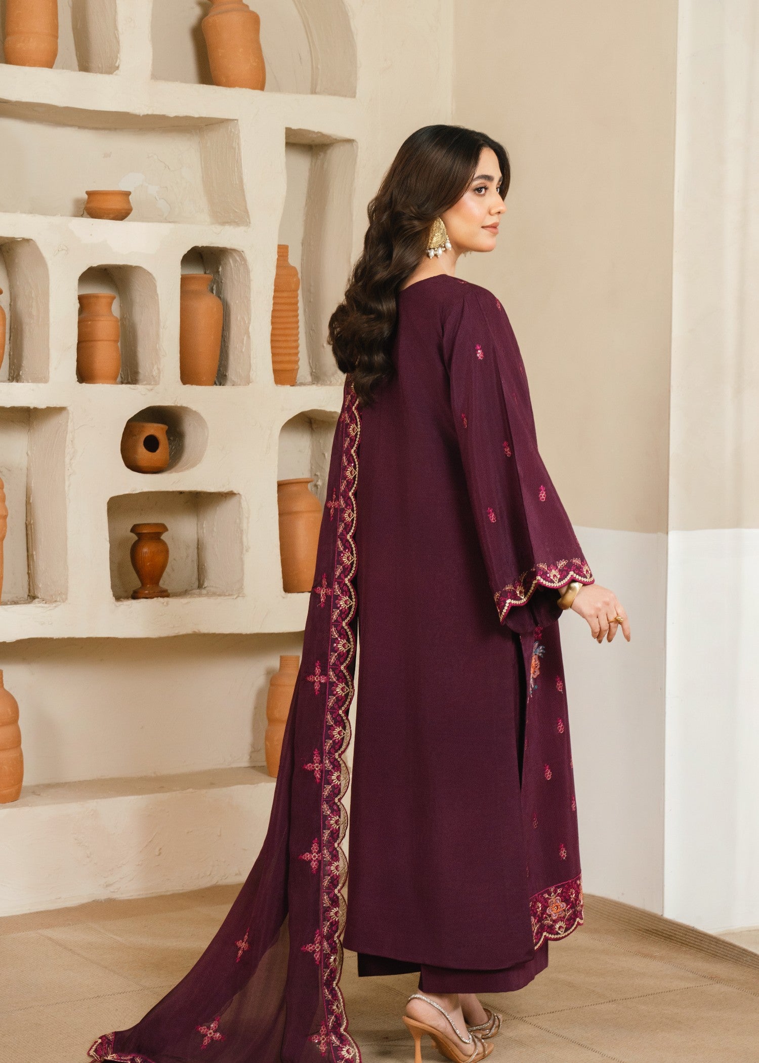 raw silk Kurta Set in Pastel pink, plum purple