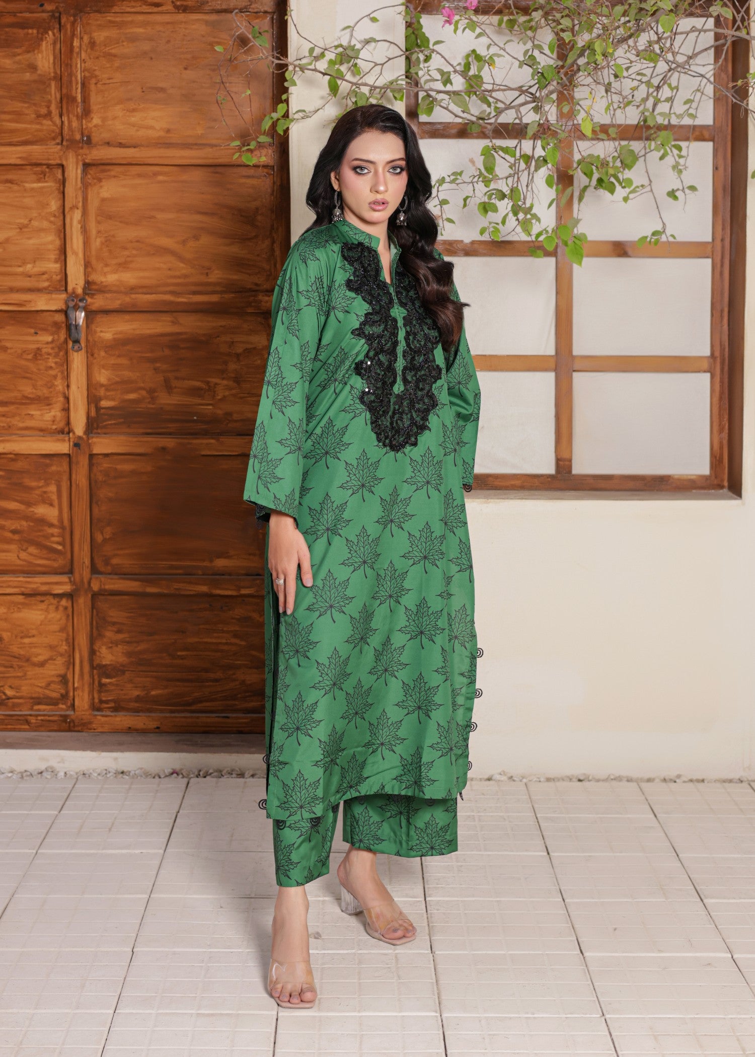 crepe silk Co Ord Sets in Green