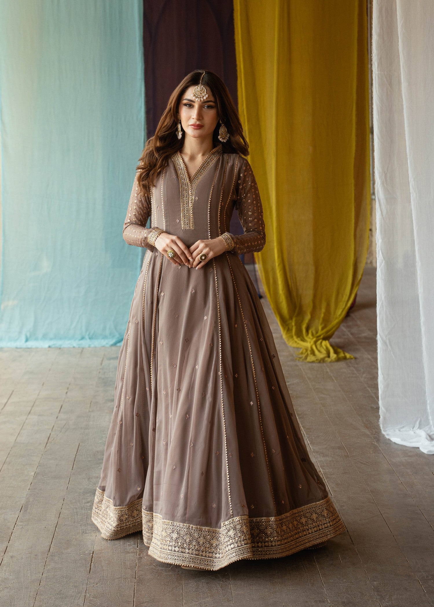 chiffon Maxi in Coffee brown