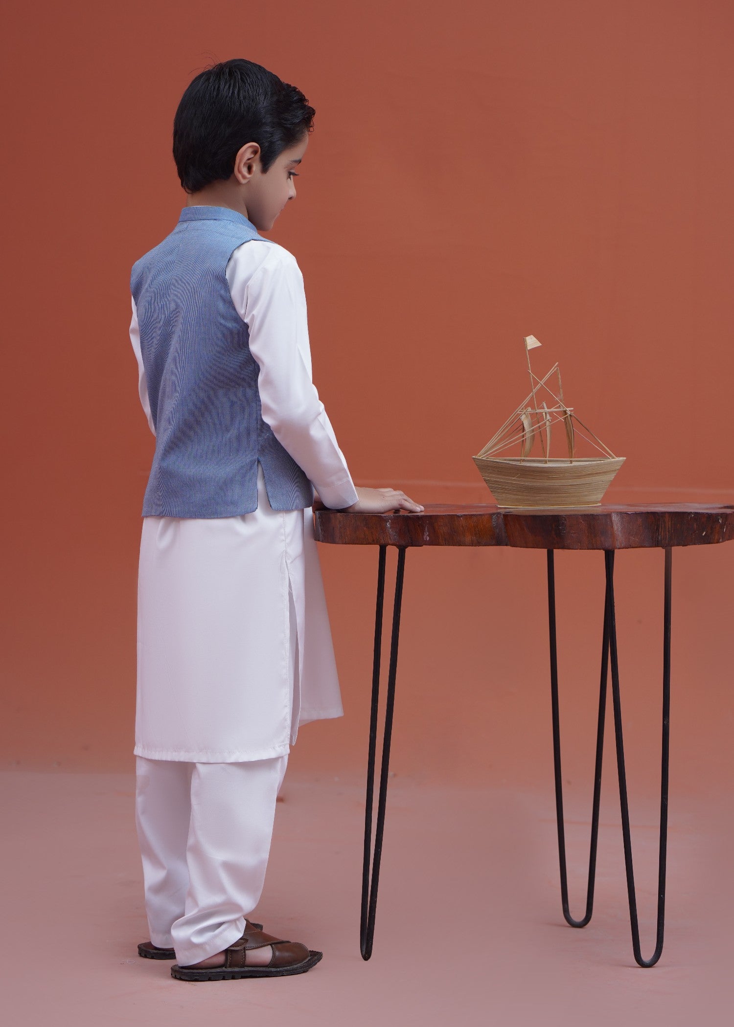 fine khaddar Waistcoat in Sky blue