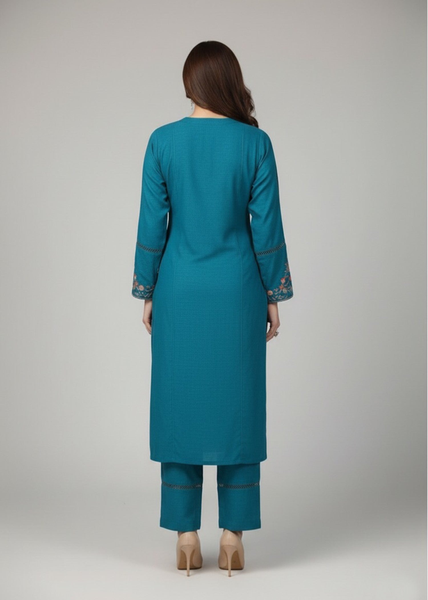 korean raw silk Kurta Set in Teal