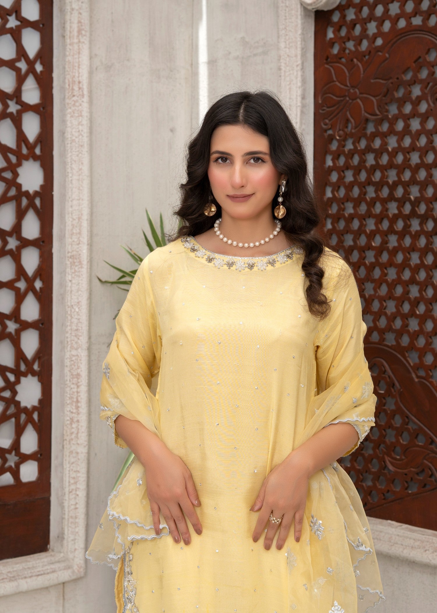 silk Sharara in Yellow