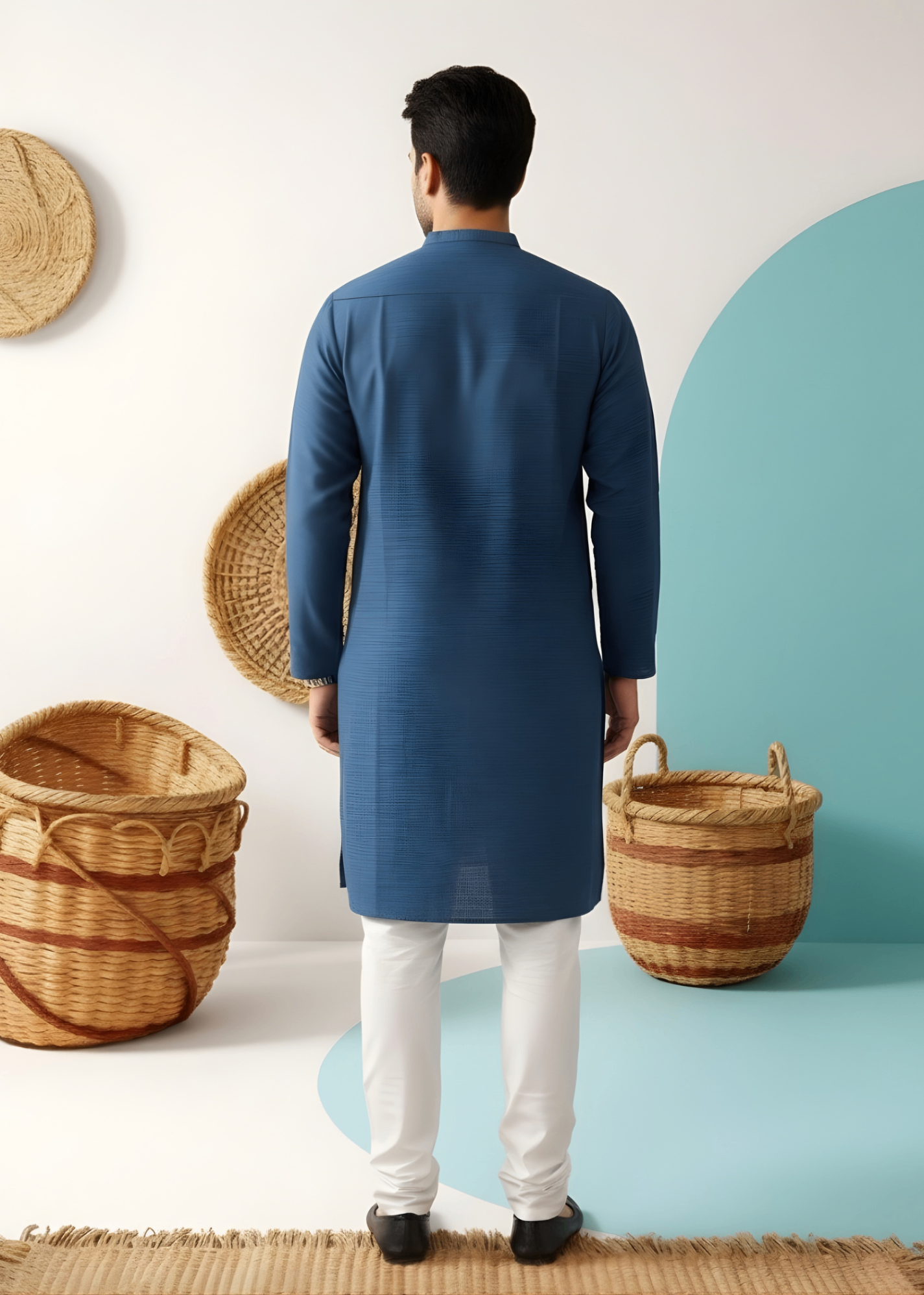 cotton linen Kurta in Moonlight blue