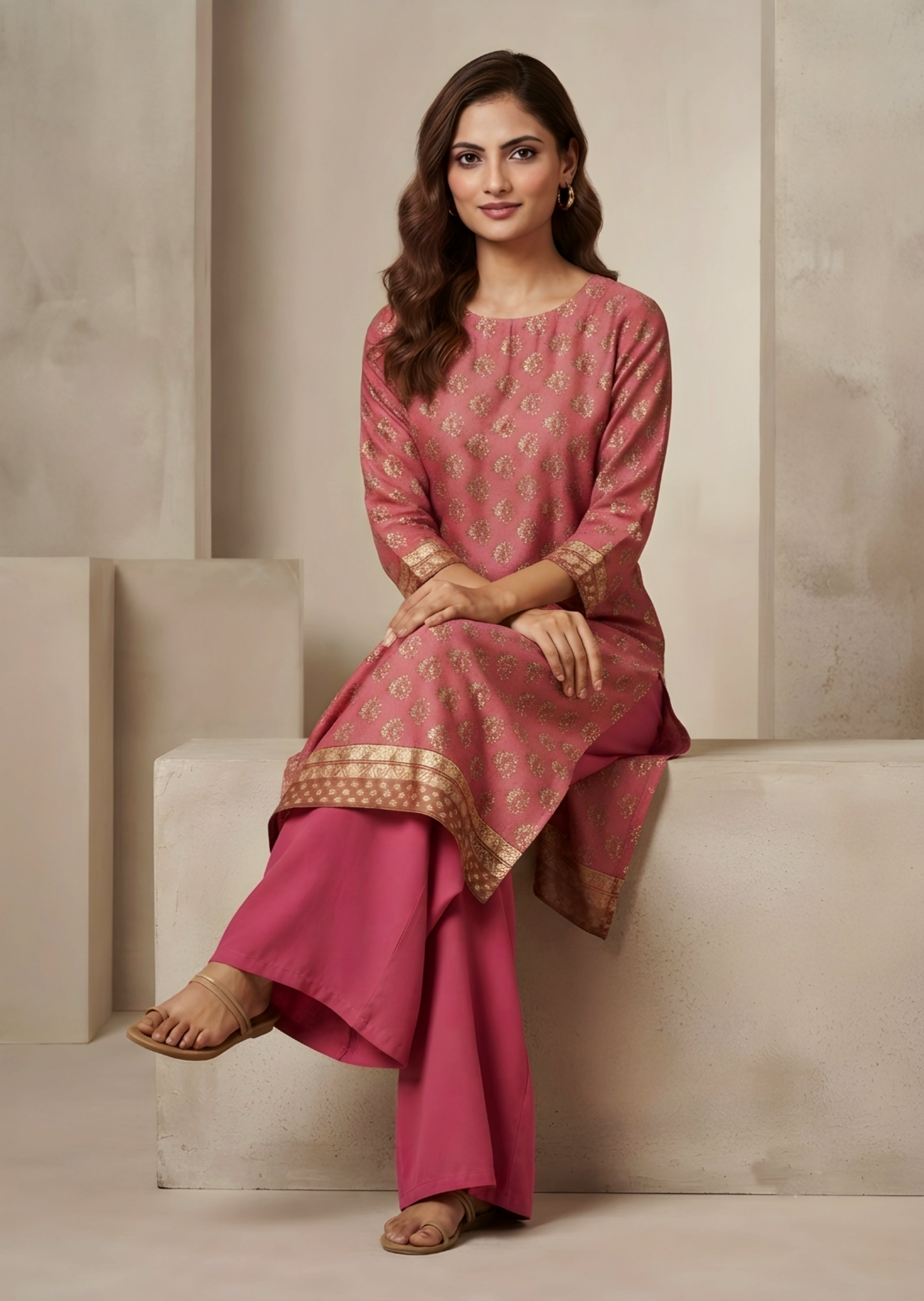 lawn Unstitched in Salmon, tomato red