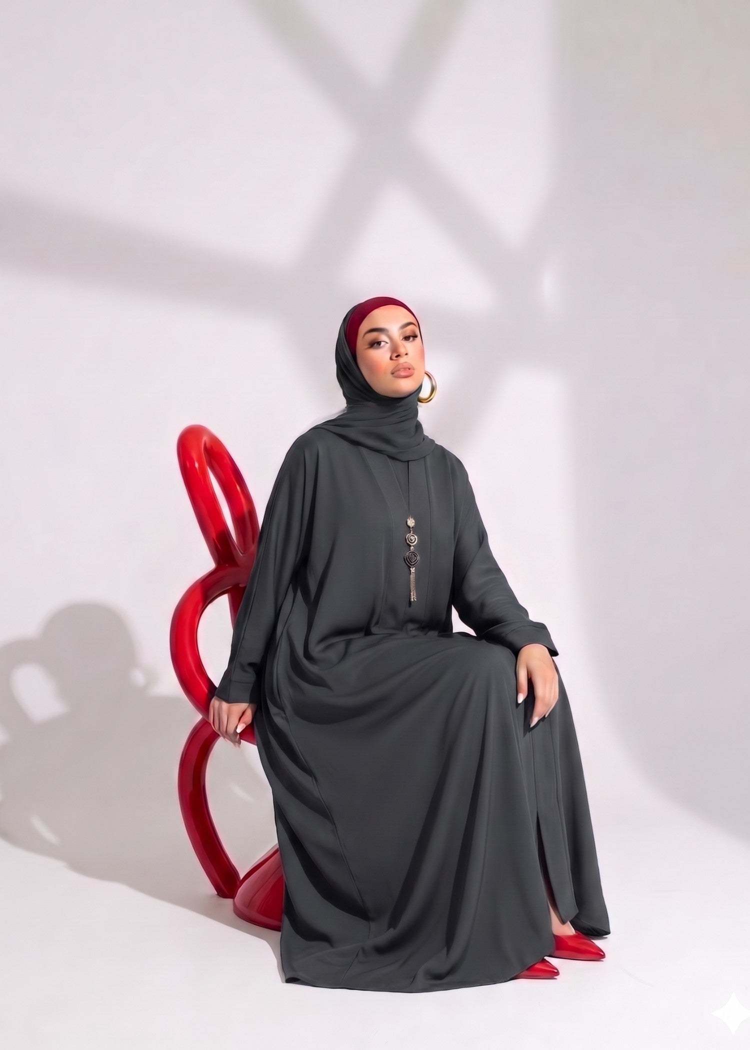 nidha blend Abaya in Charcoal