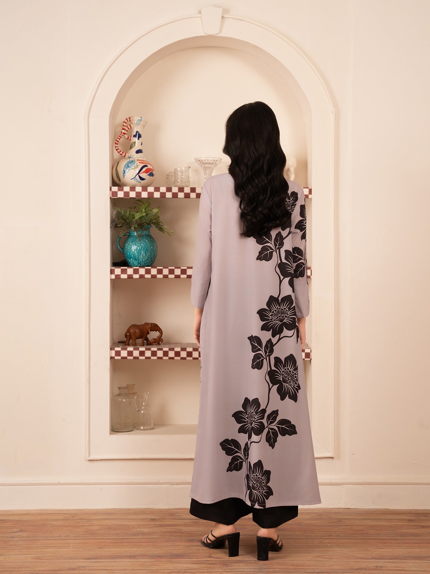crepe Kurti in Lilac