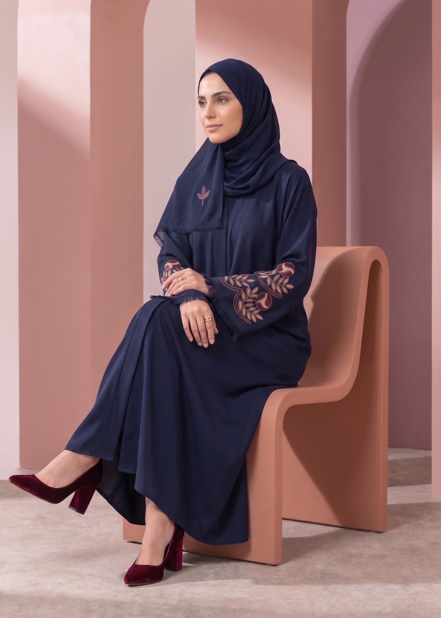 georgette Abaya in Navy blue
