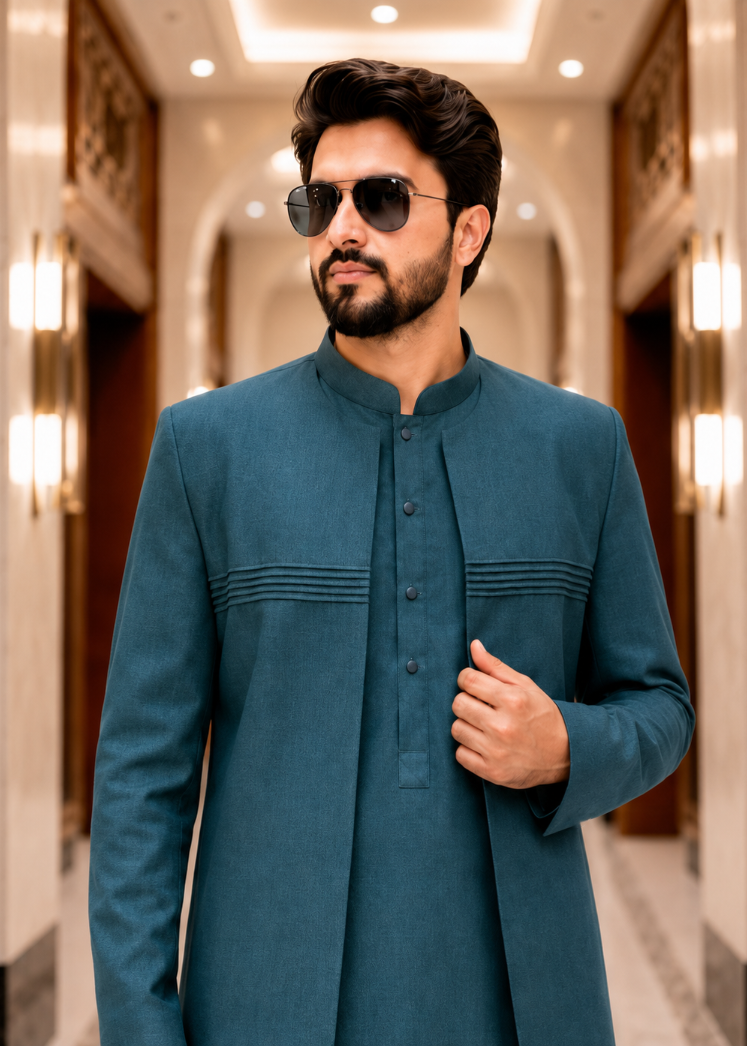 wash & wear Prince Coat in Teal