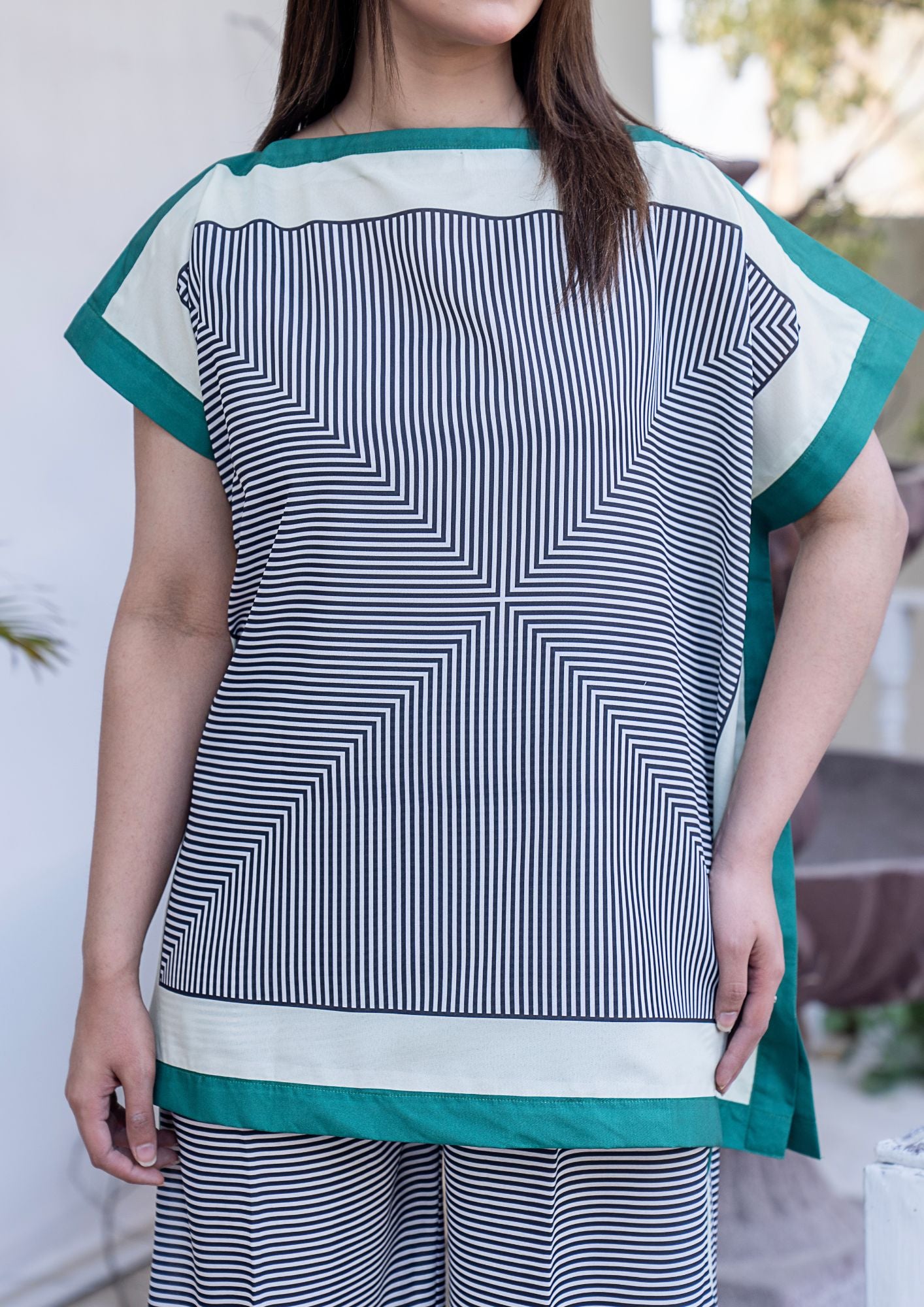 arabic lawn Co ord Sets in Black, white, green