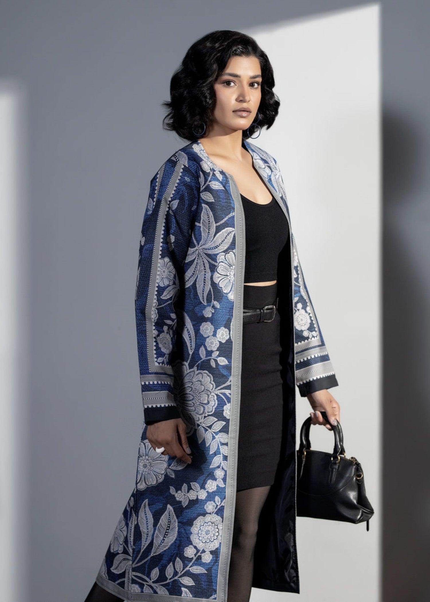 blended cambric Coat in Cobalt blue