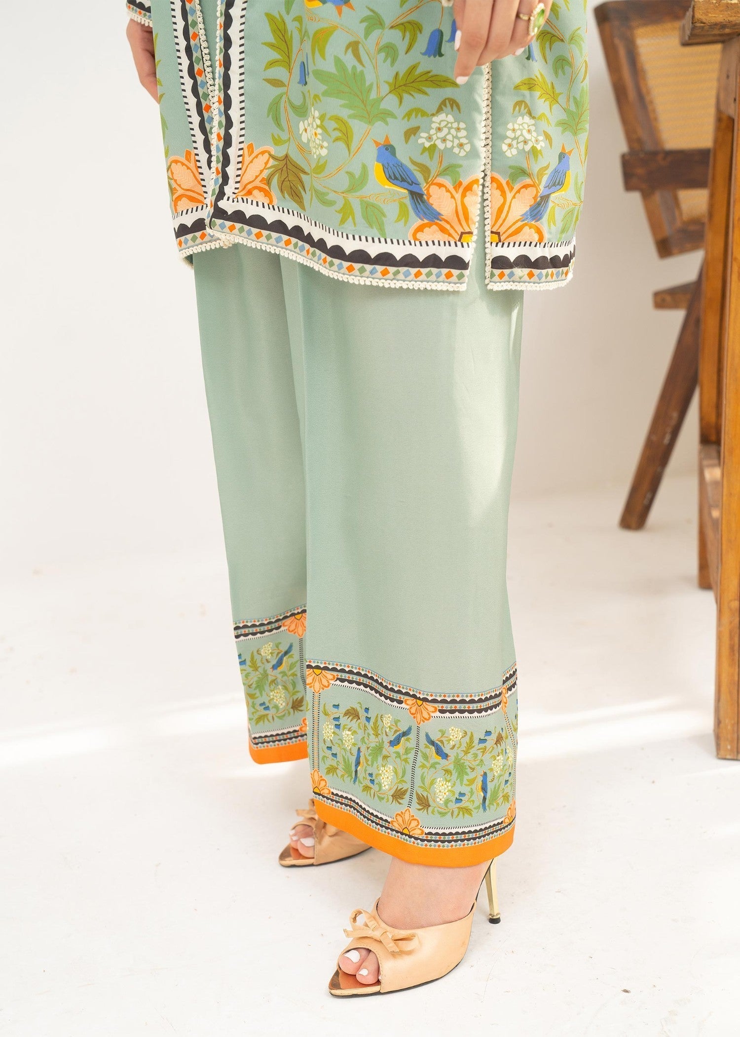 lawn Gown in Mint green