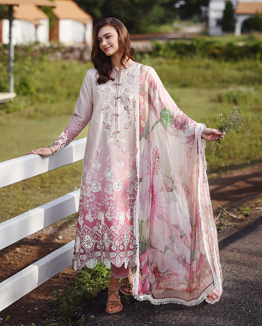 Solace Ombre Chikankari Lawn – Dew Drift