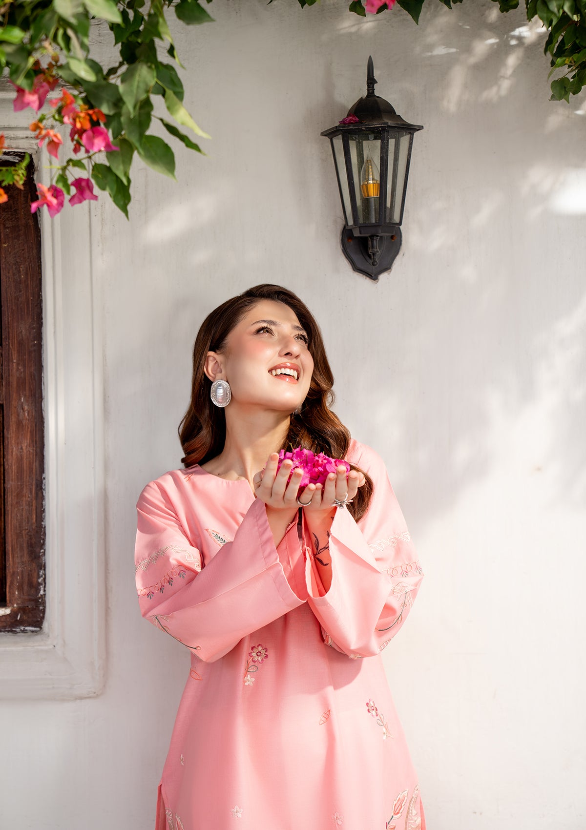 cotton Kurta Set in Peach pink