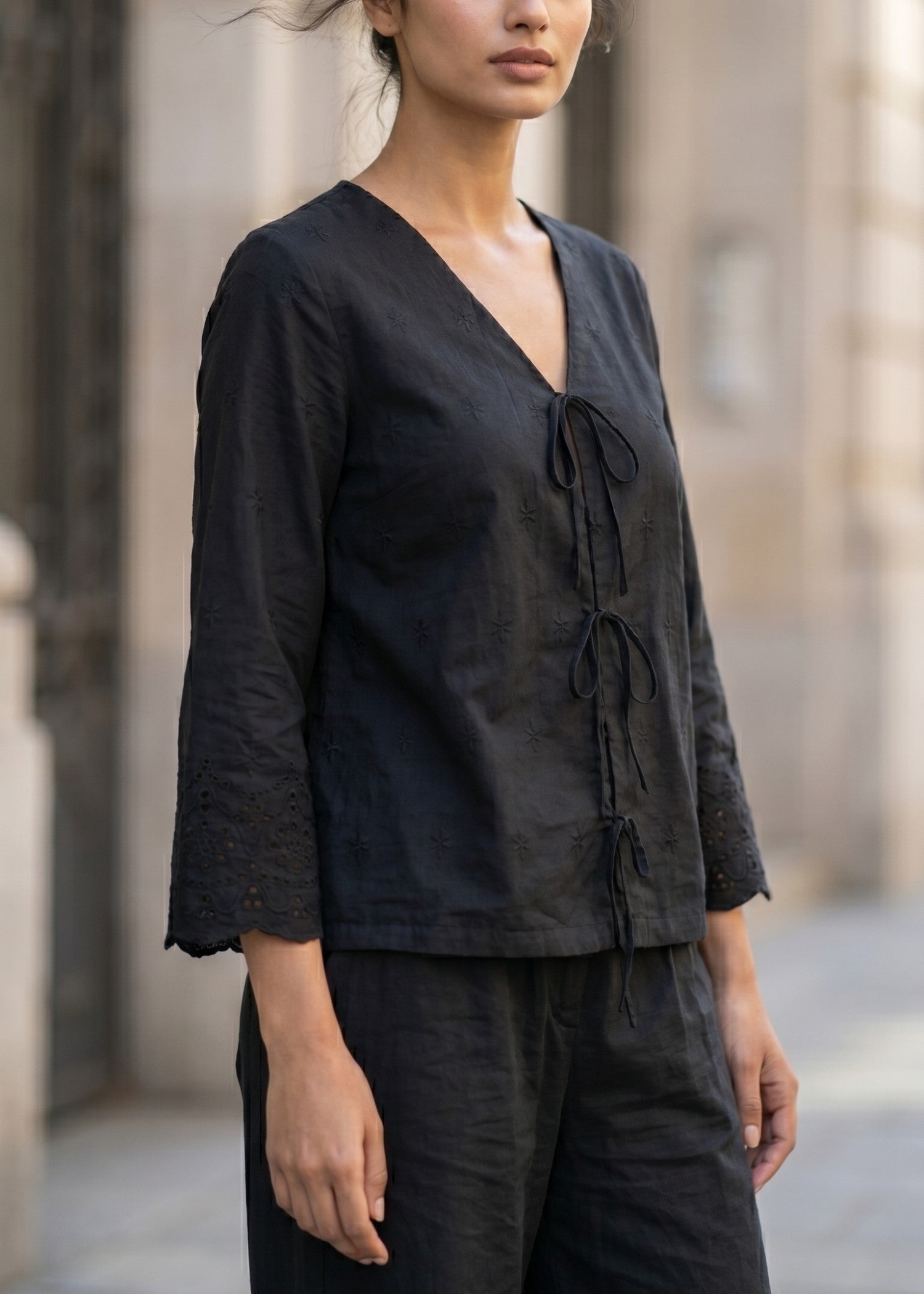 schiffli Co Ord Sets in Black