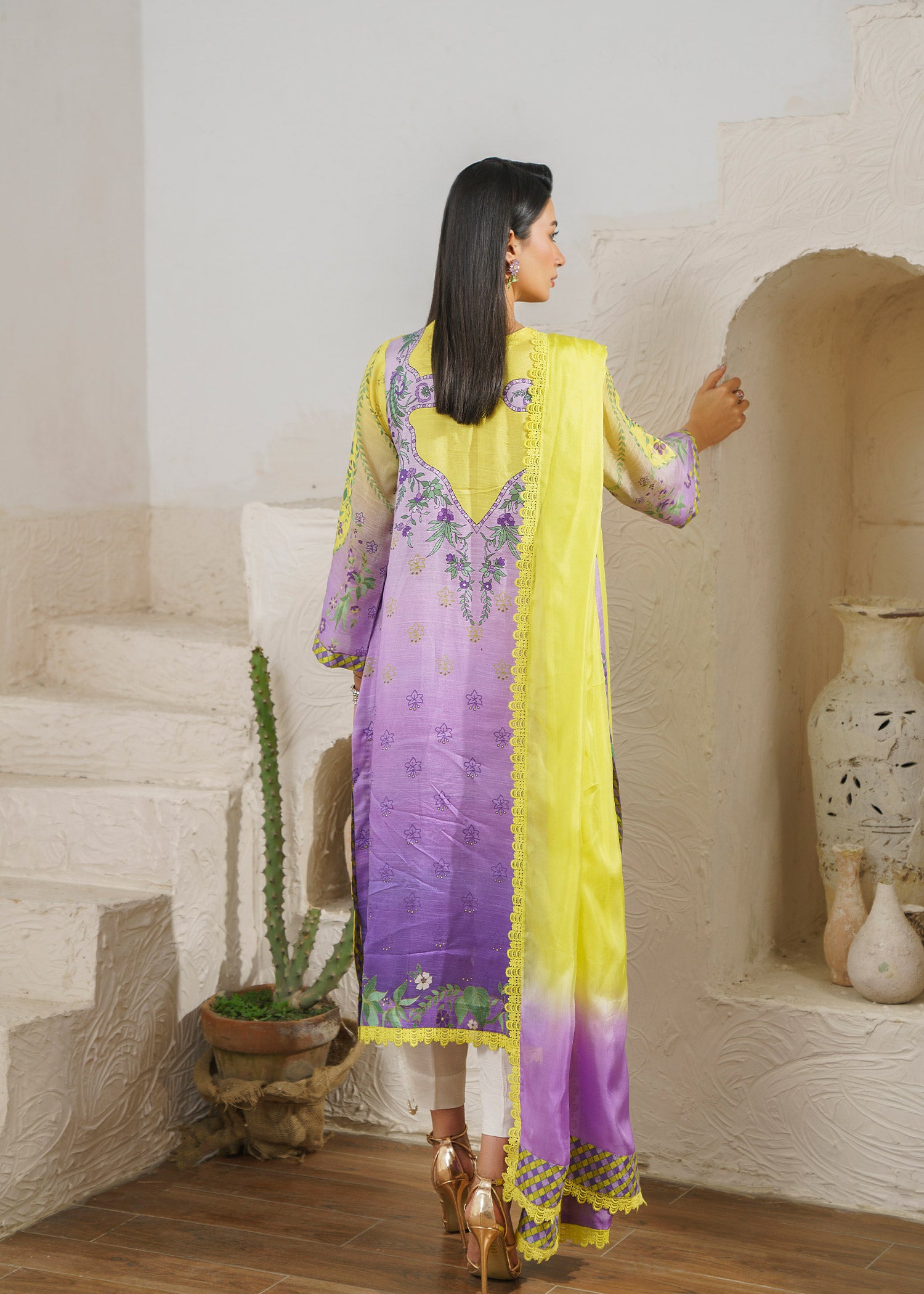 raw silk Kurta Set in Key lime