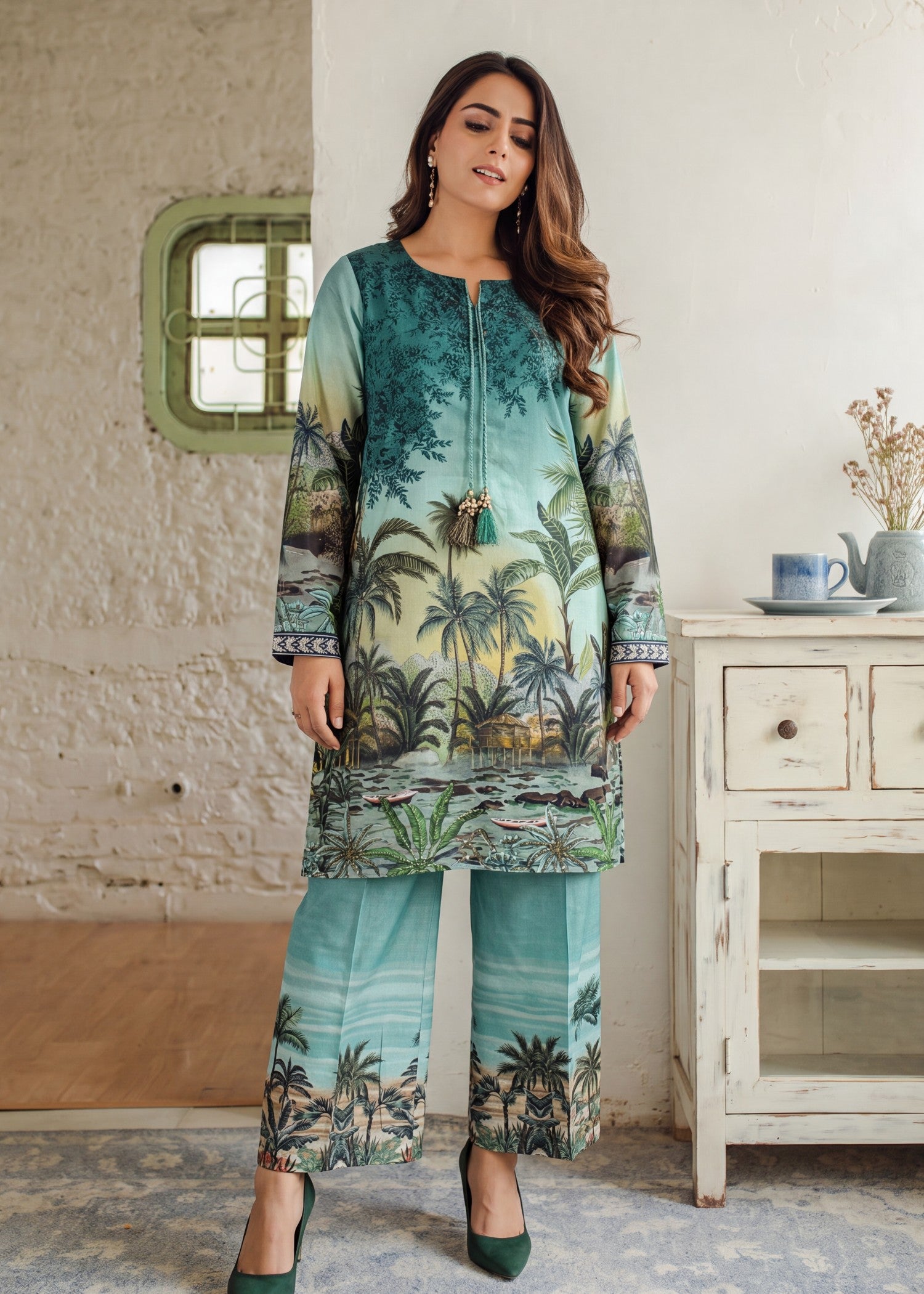 lawn Co Ord Sets in Sea green