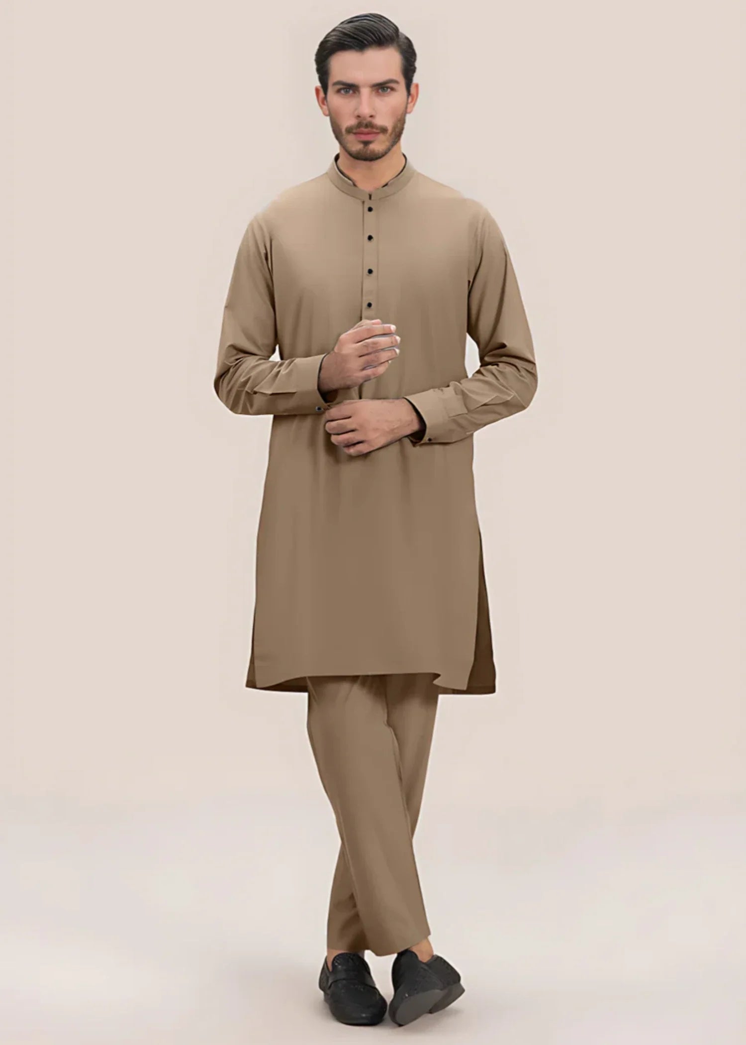 wash & wear Kurta Set in Camel brown