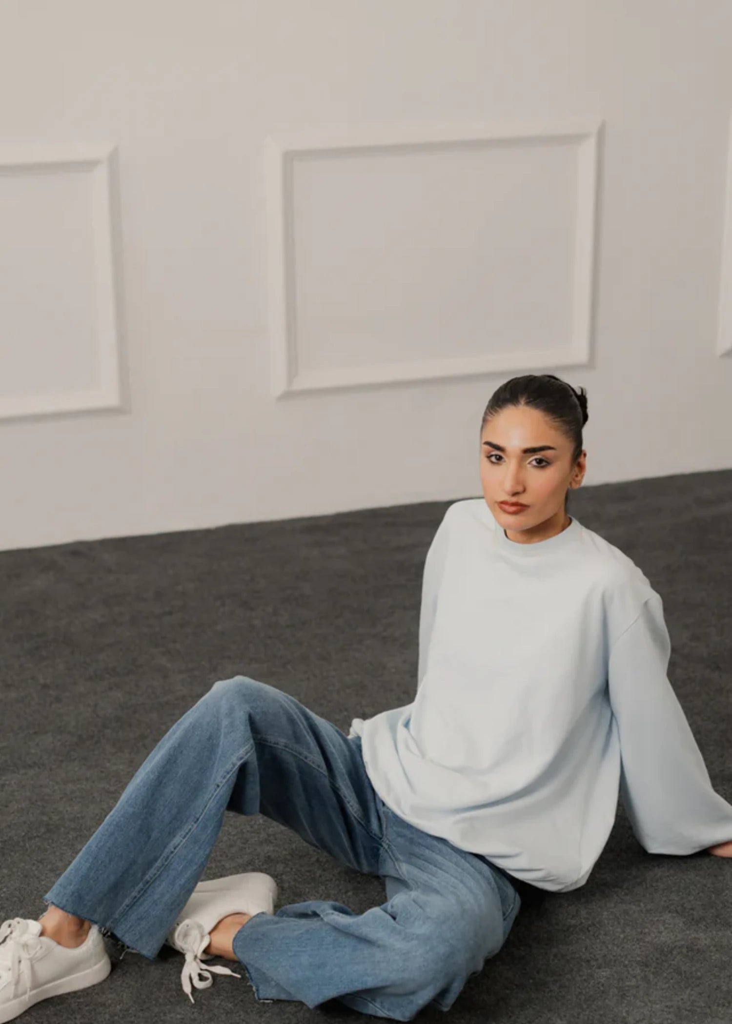 cotton Sweatshirt in Sky blue