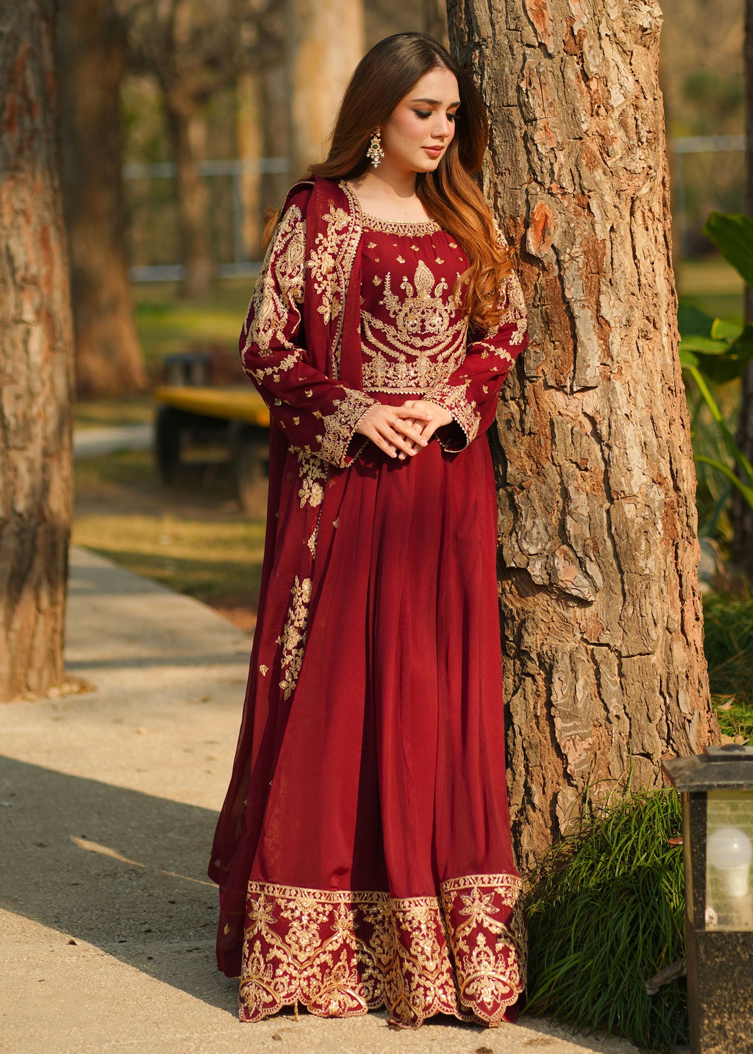 organza Maxi in Maroon