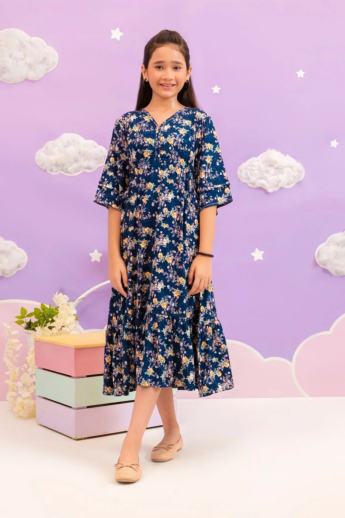 linen Frock in Blue