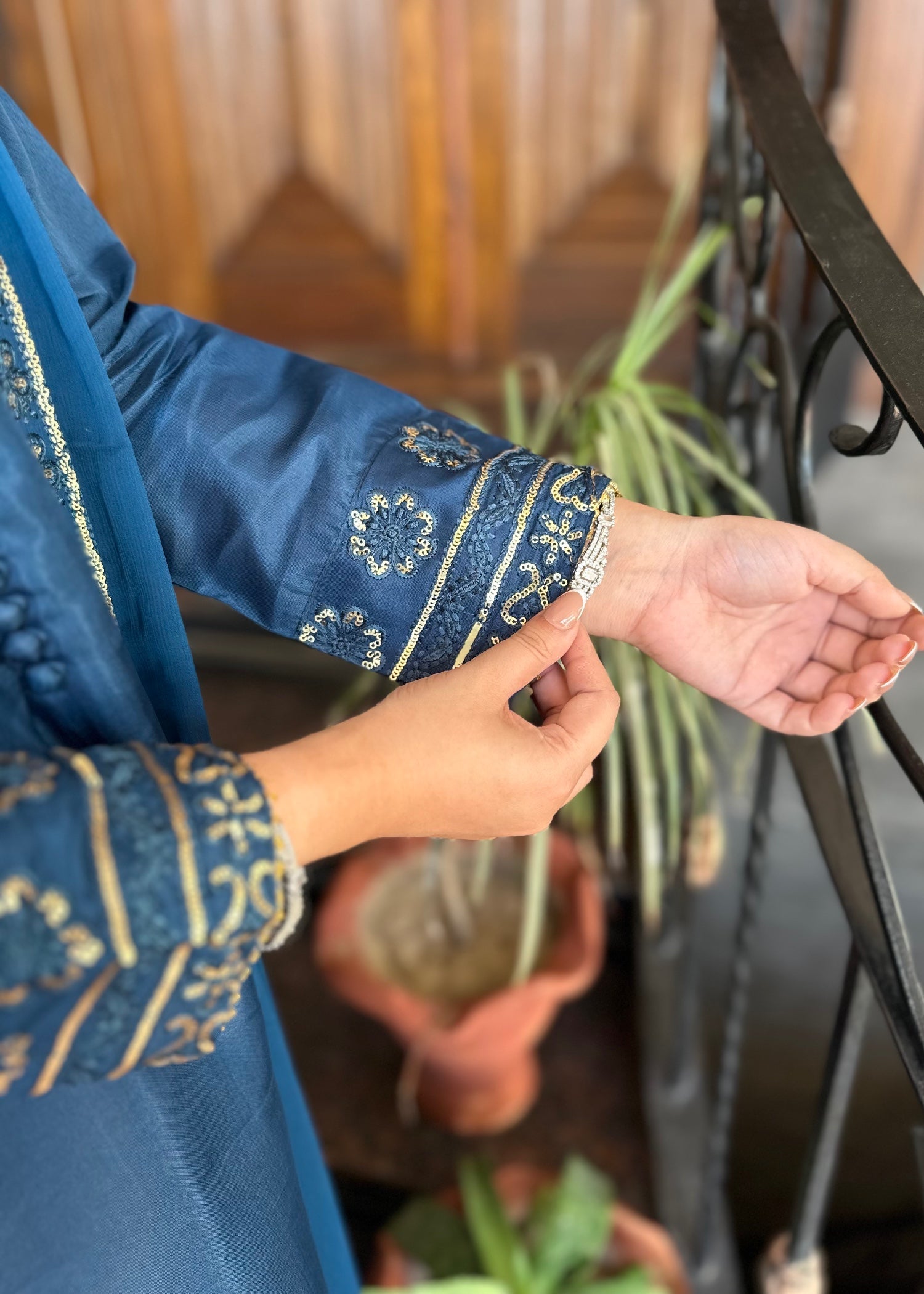 kattan silk Kurta Set in Cobalt blue