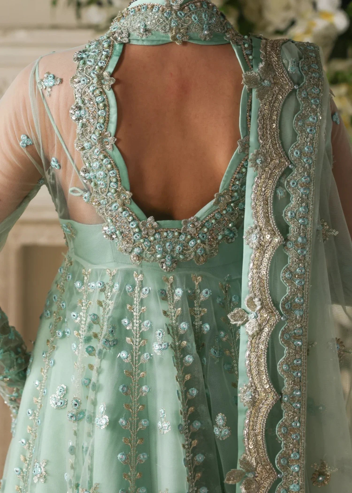 net Gown in Mint green