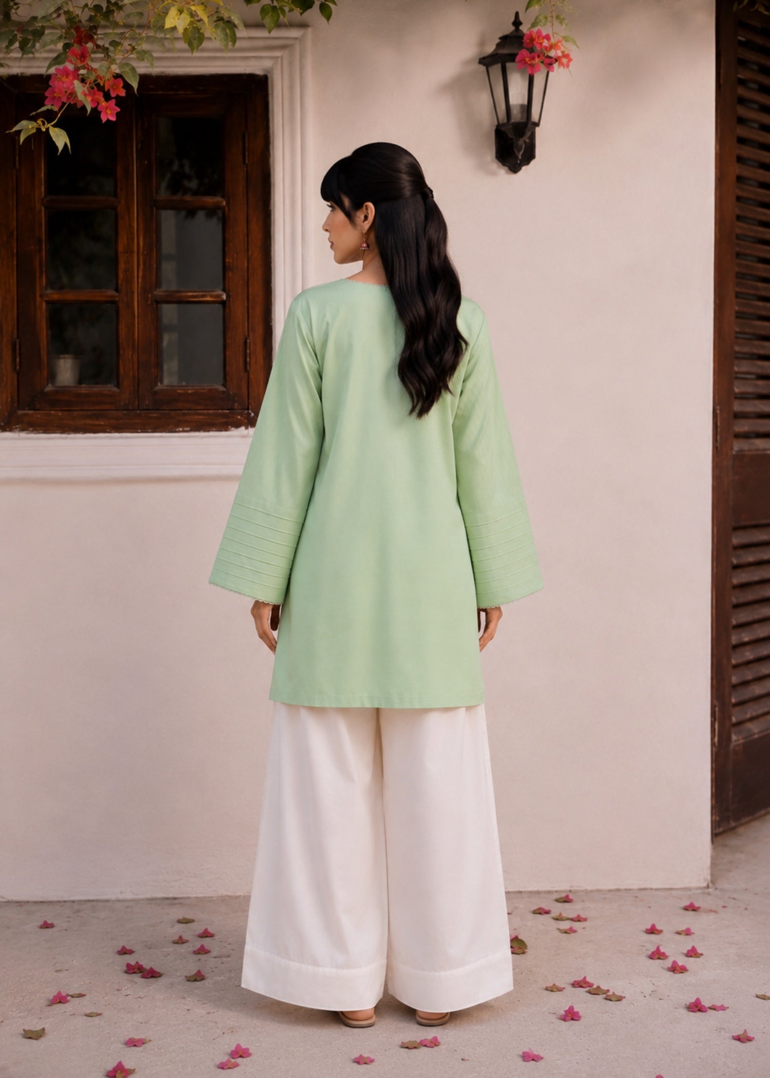 lawn cotton Kurta Set in Mint green