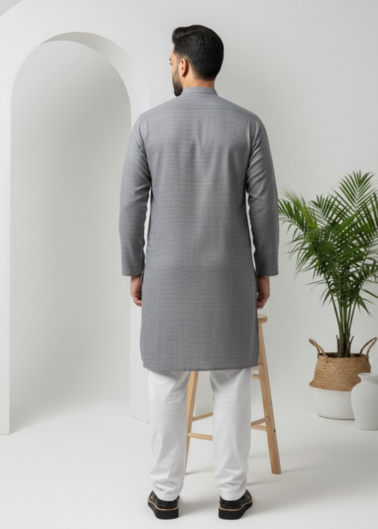 cotton linen Kurta in Slate grey