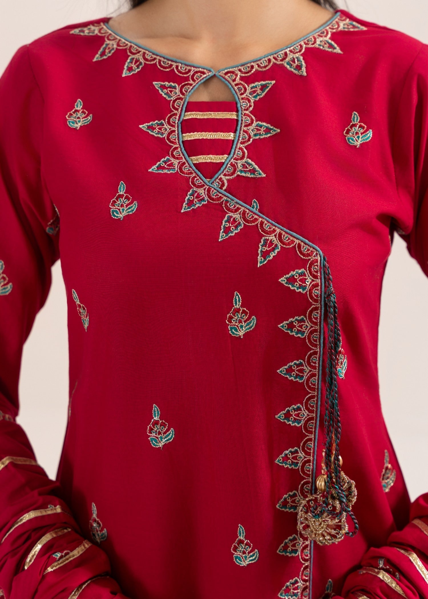 cotton Angrakha in Hot pink