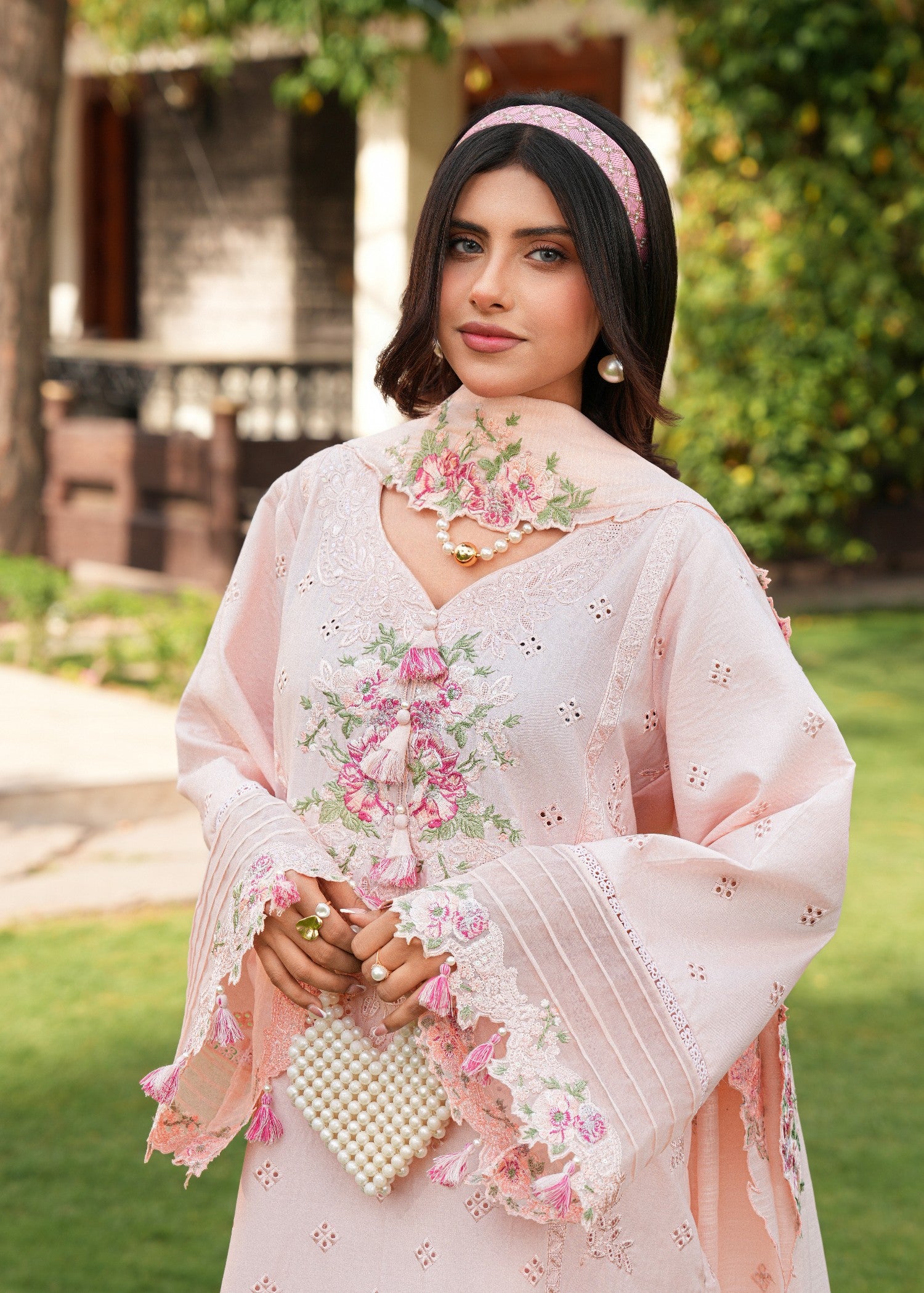 cotton Kurta Set in Pink lace