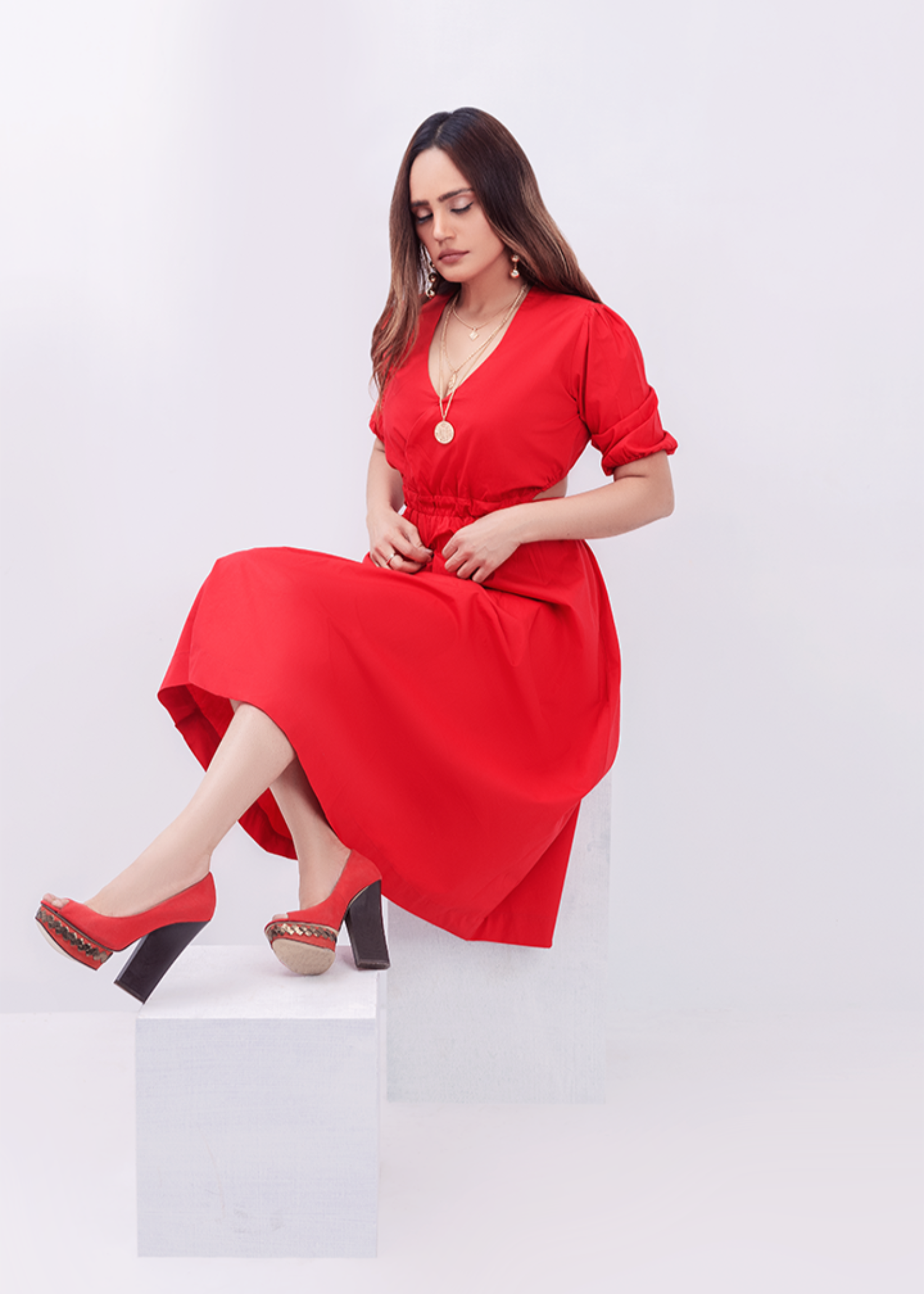 cotton Dress in Red