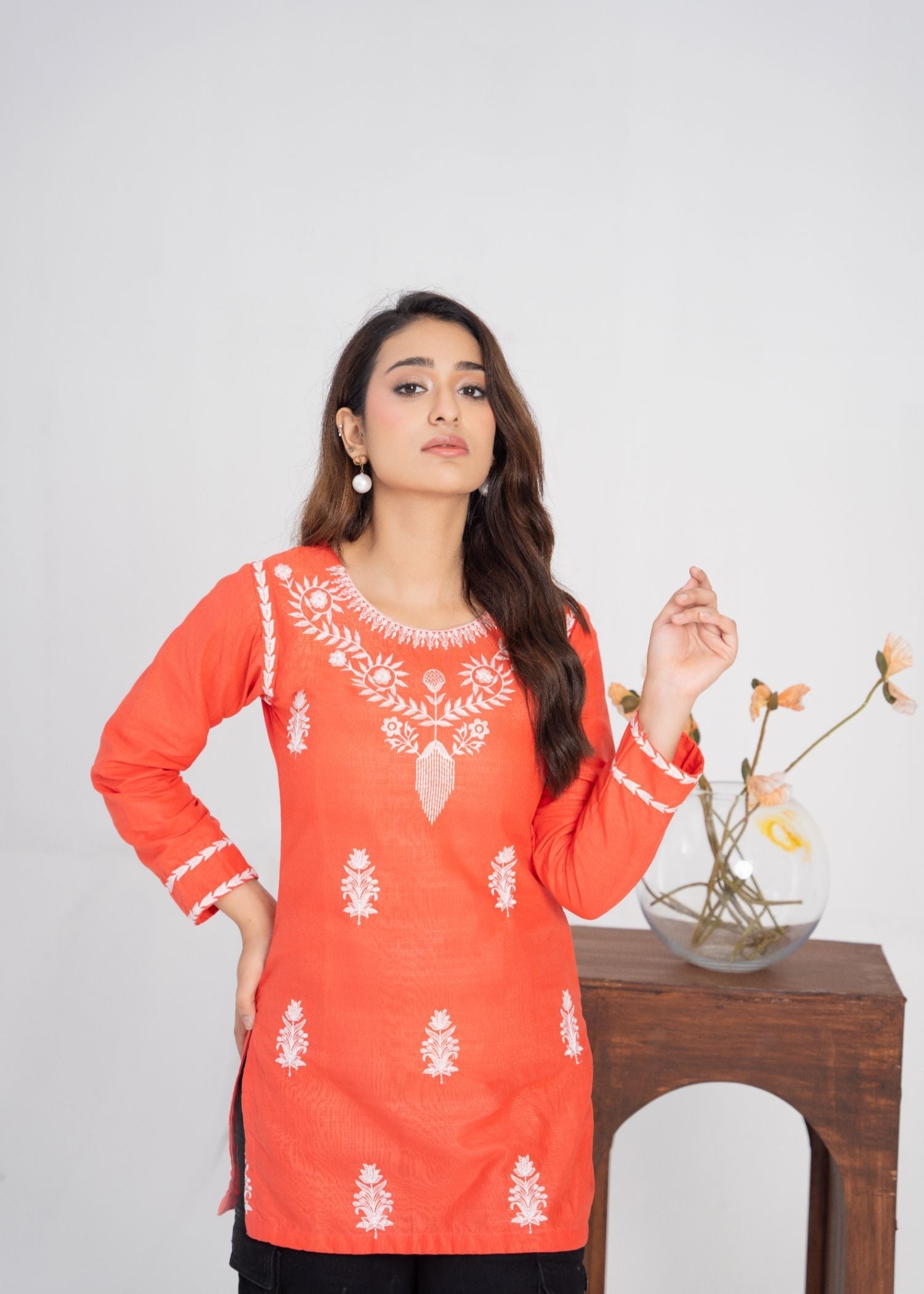 cotton Kurti in Salmon