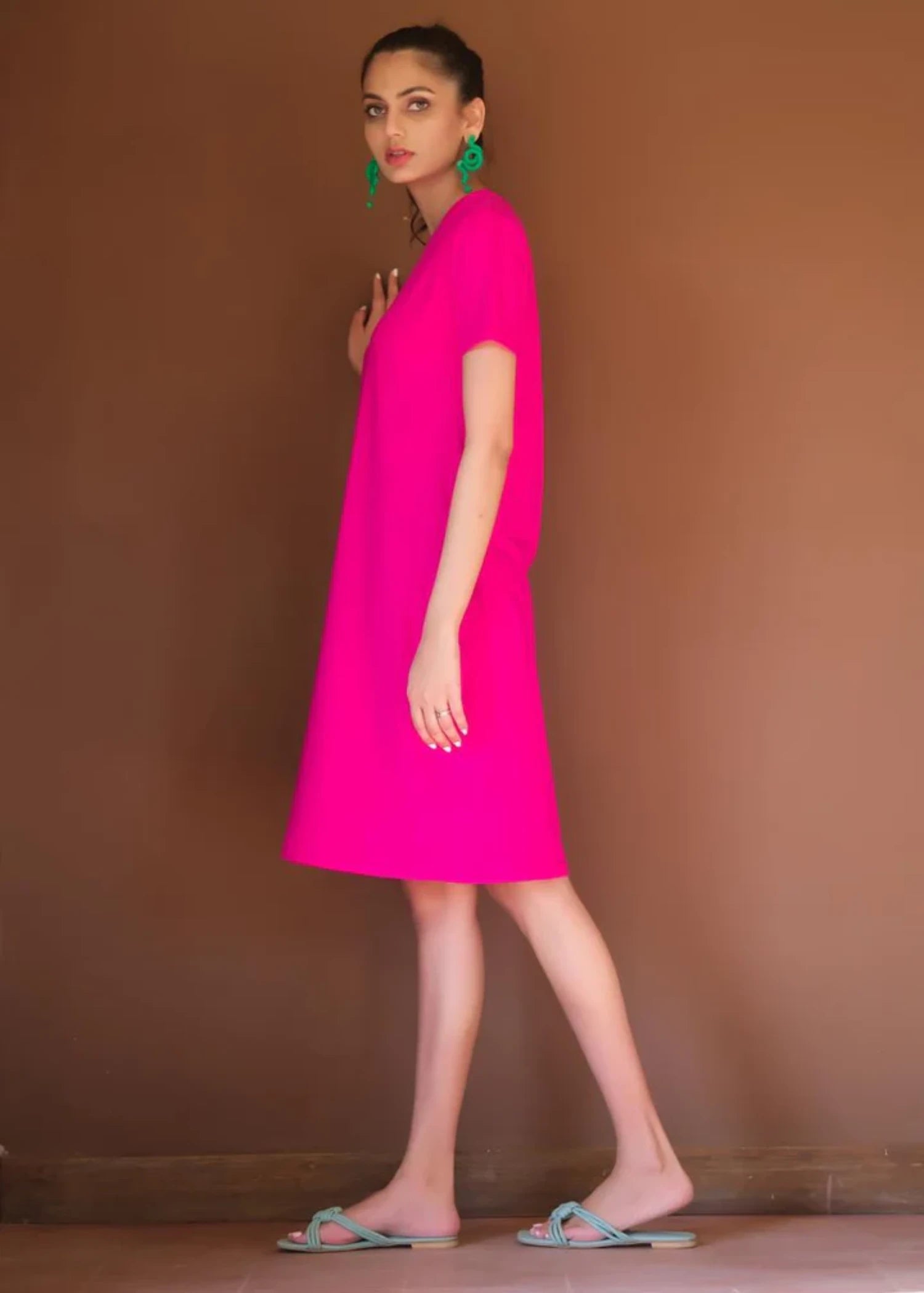 jersey knit Dress in Hot pink